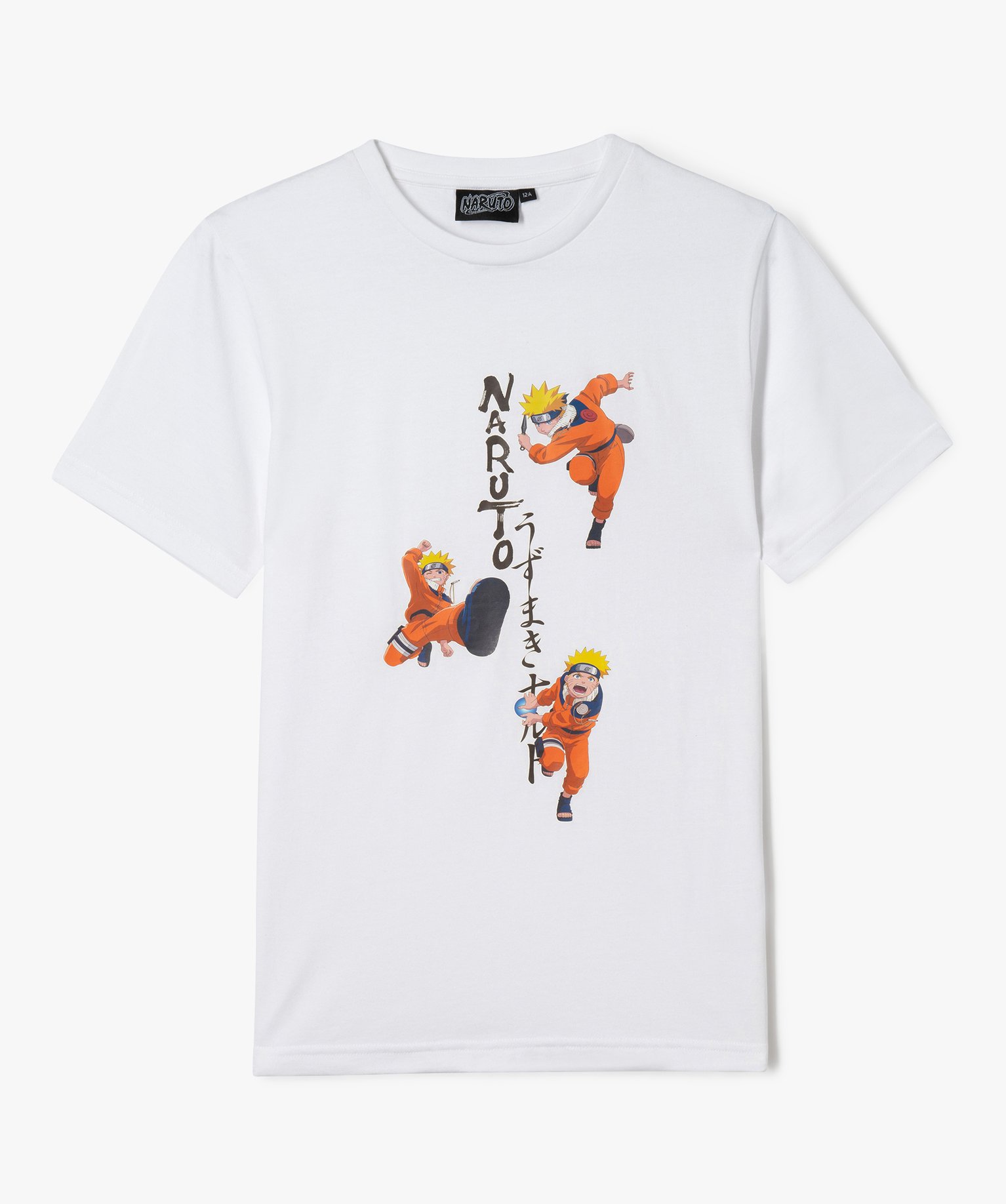 Tee-shirt à manches courtes à motif manga garçon - Naruto - 16 - blanc - NARUTO