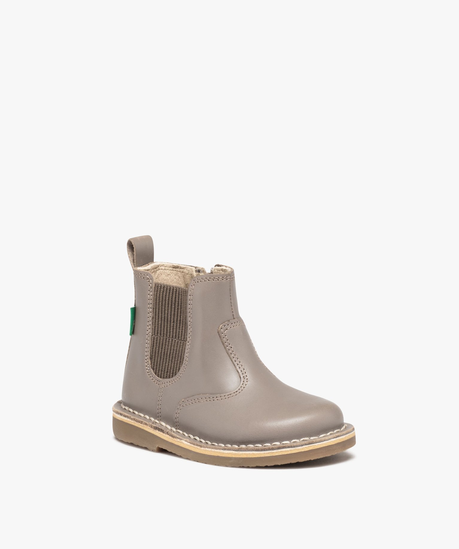 Boots bébé fille unies en cuir style Chelsea - Kickers - 27 - taupe - KICKERS