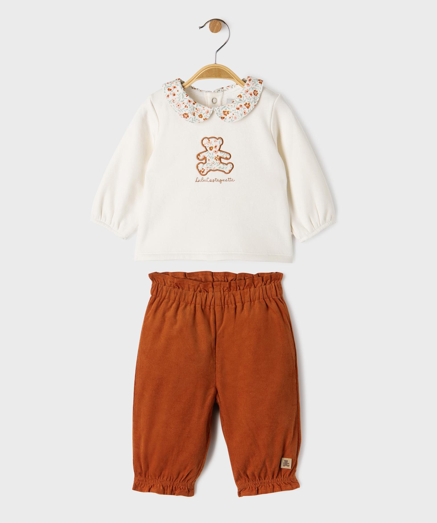 Ensemble 2 pièces sweat col Claudine + pantalon en velours bébé fille - LuluCastagnette - LULUCASTAGNETTE Ensemble 2 pièces sweat col Claudine + pantalon en velours bébé fille - LuluCastagnette - LULUCASTAGNETTE