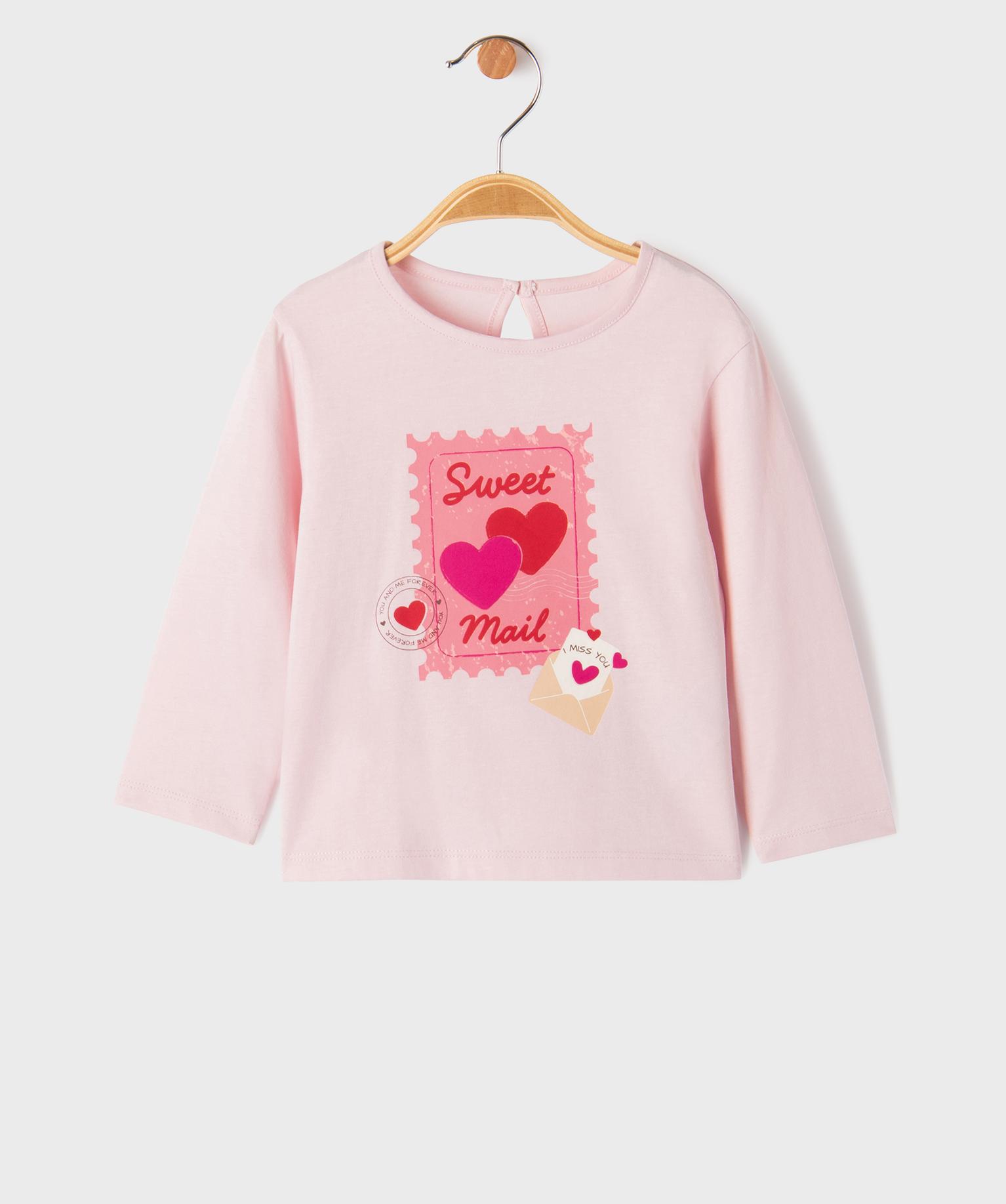 Tee-shirt manches longues avec motif fun bébé fille - 6M - rose clair - GEMO