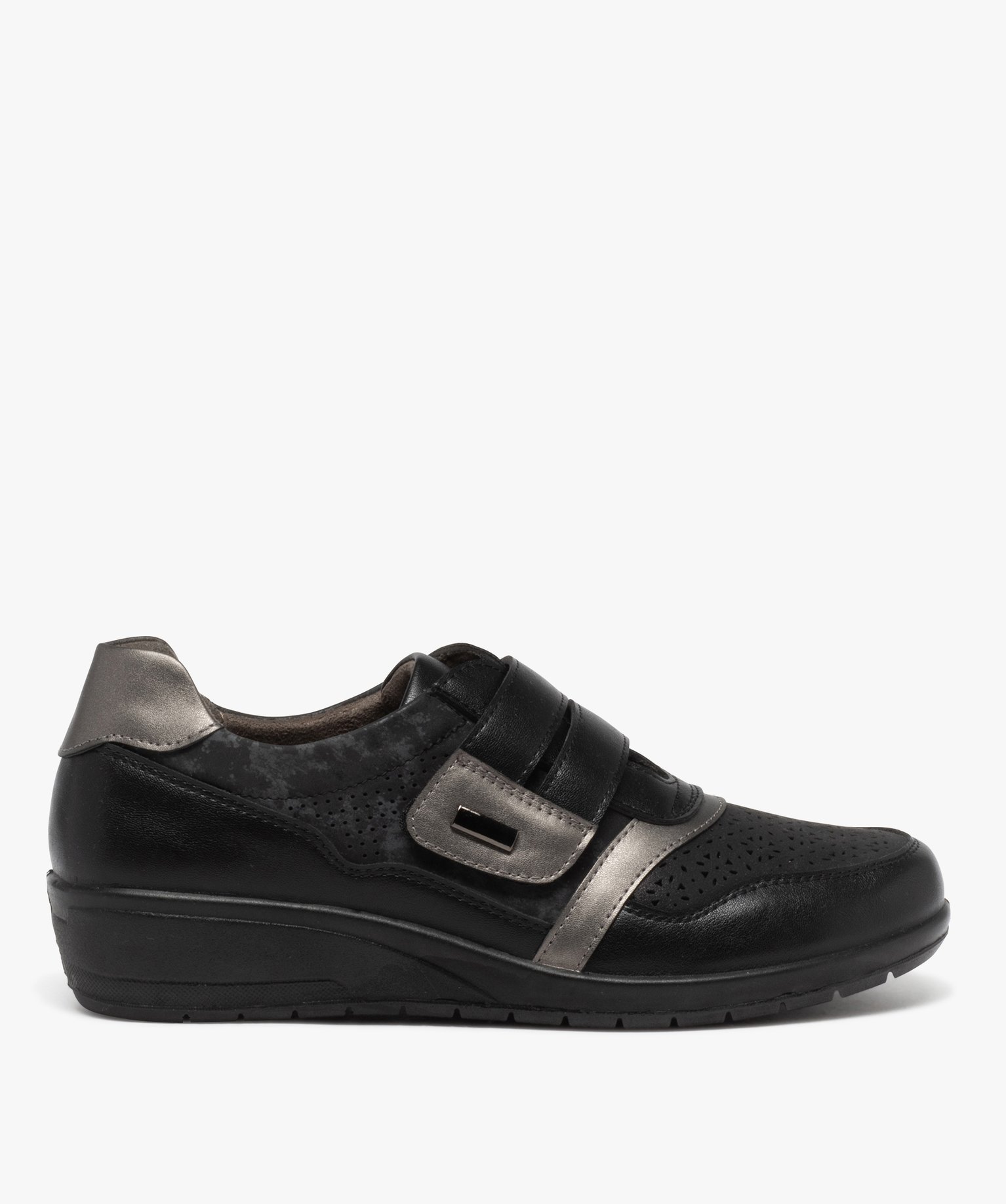 Derbies confort look sport à bride scratch femme - 39 - noir - GEMO