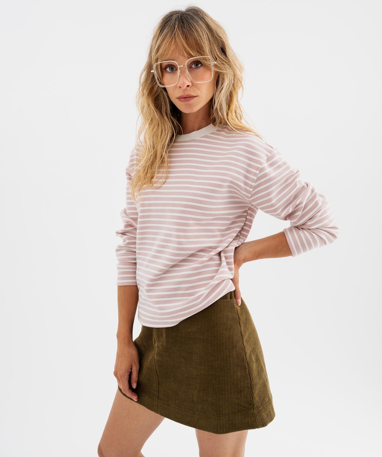 Tee-shirt rayé col rond femme - 46-48/XL - rose clair - GEMO