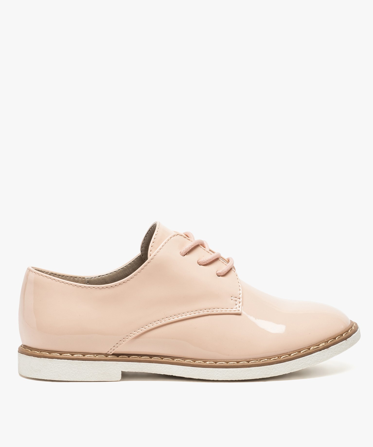 Derbies fille vernis a semelle blanche