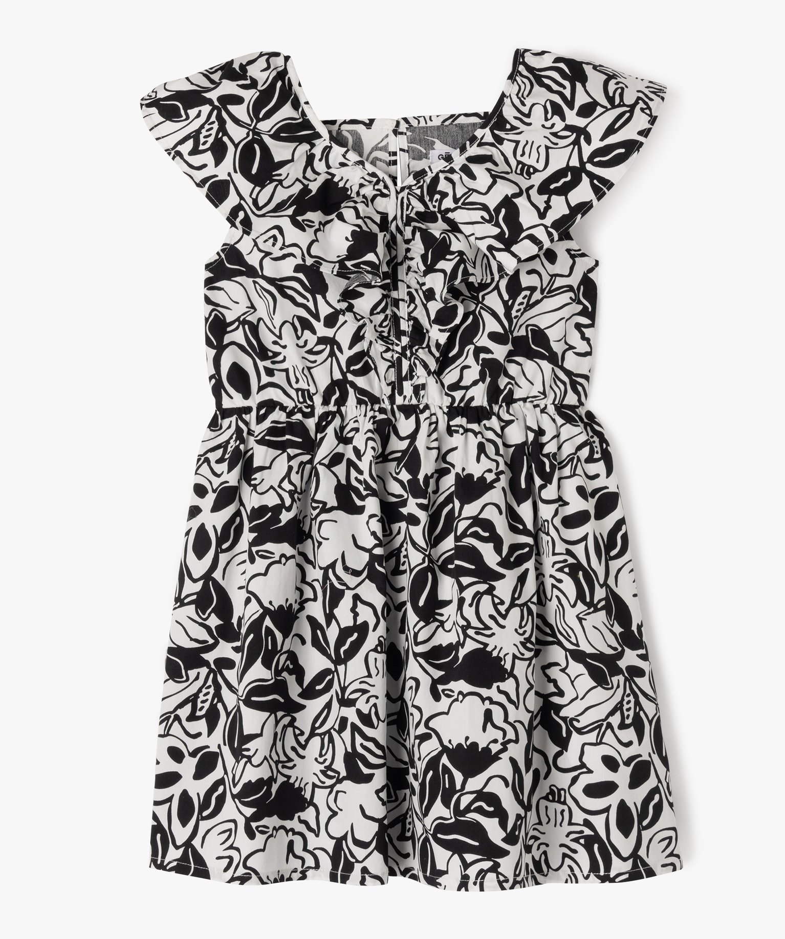 Robe à volants à motifs fleuris fille - 10 - noir - GEMO
