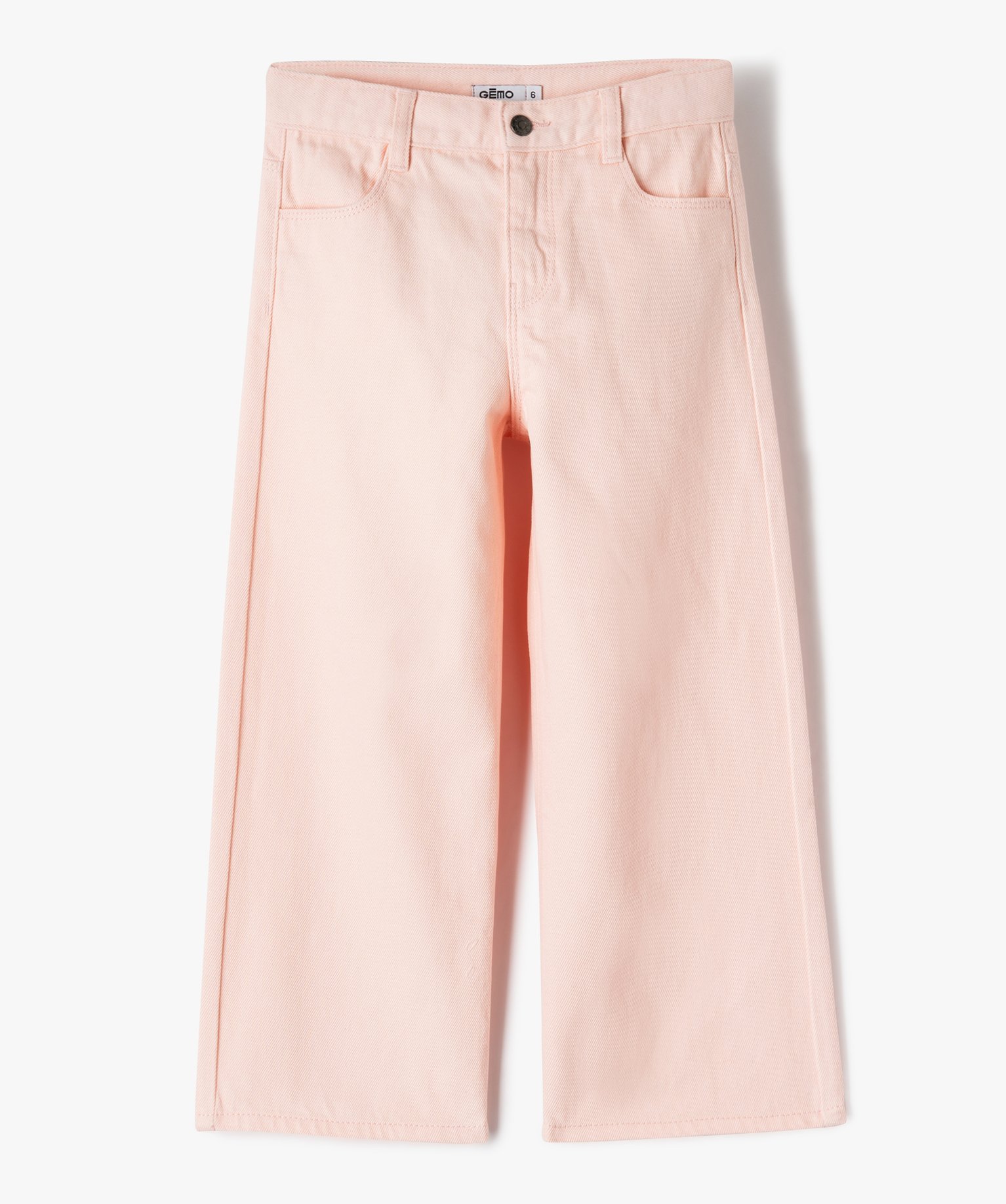 Pantalon large à taille ajustable en coton fille - 9 - rose - GEMO
