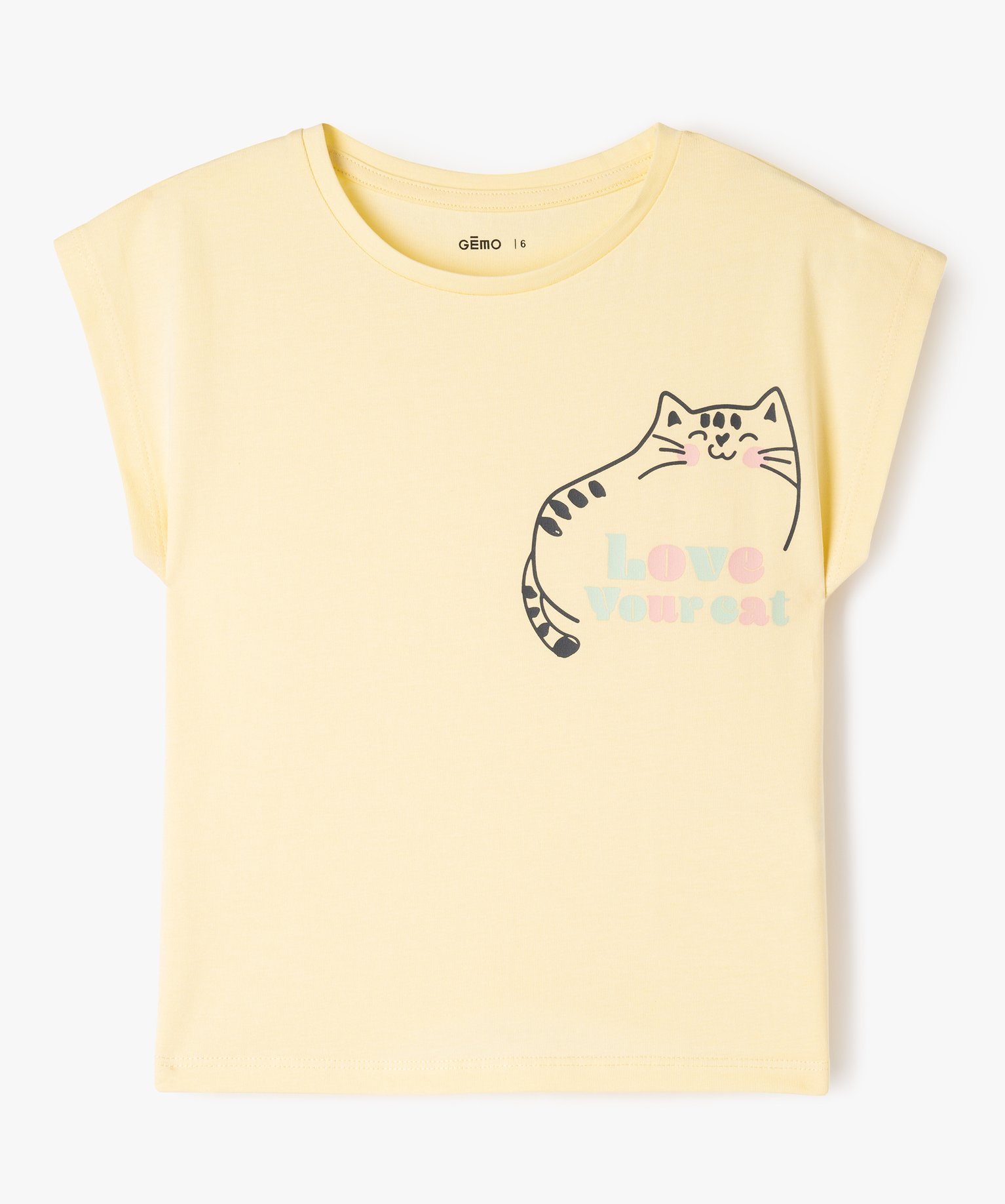 Tee-shirt à manches courtes coupe large fille - 6 - jaune - GEMO