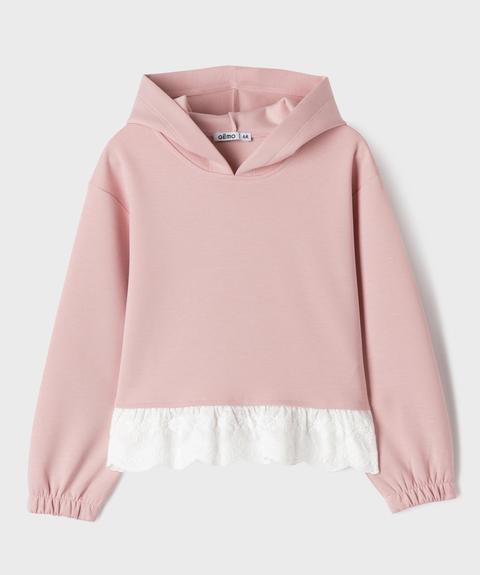 Sweat à capuche dentelle fille - GEMO