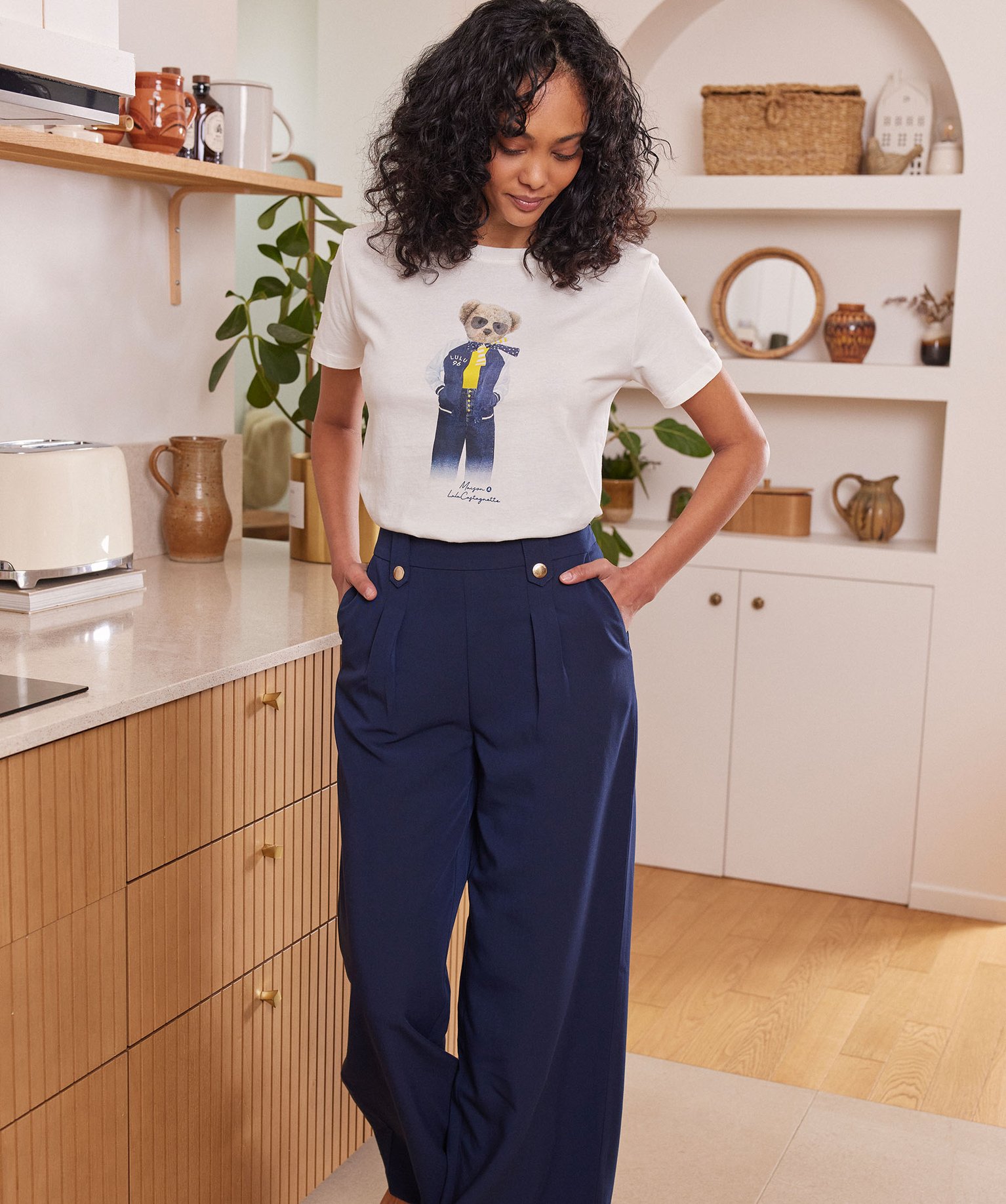 Tee-shirt manches courtes ample imprimé femme - LuluCastagnette - M - ecru - LULUCASTAGNETTE
