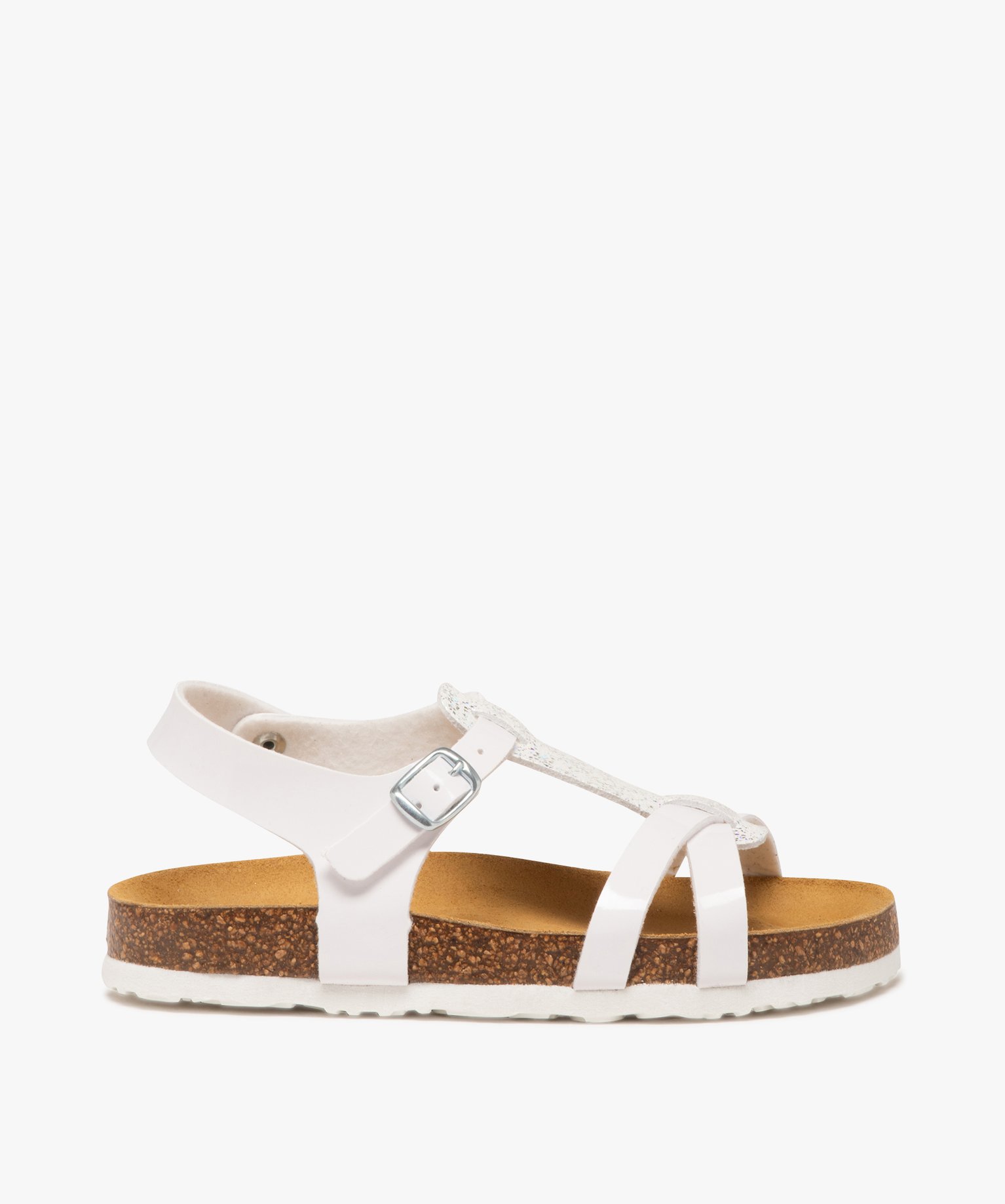 Sandales fille vernies à bride centrale pailletée - 33 - blanc - GEMO