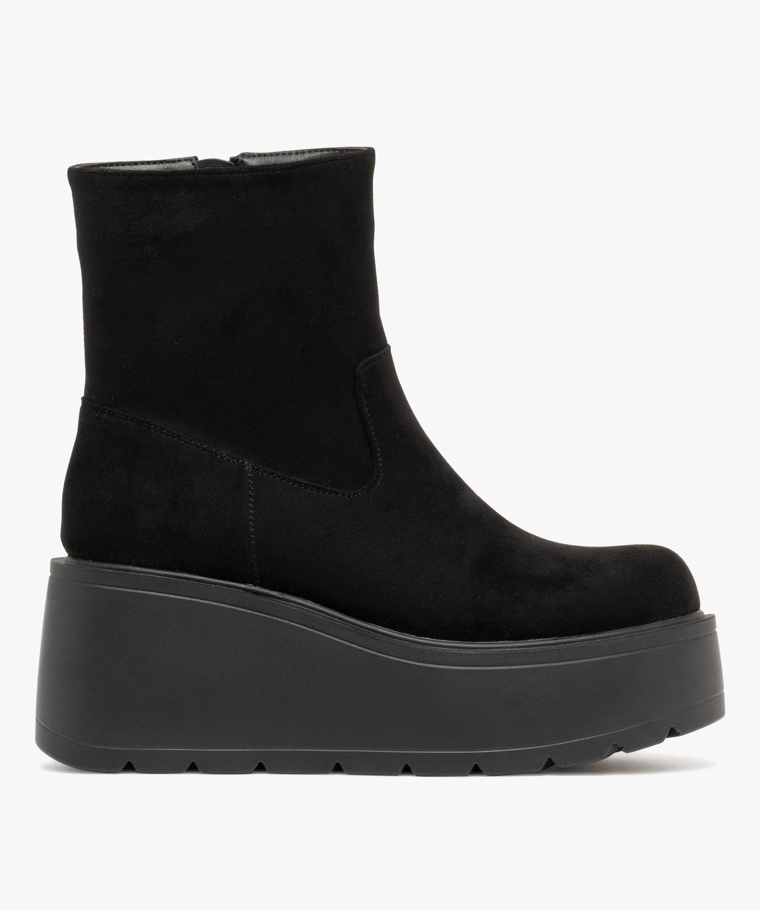 Boots femme à talon compensé en suédine et à zip  - 41 - noir standard - 5 MILES