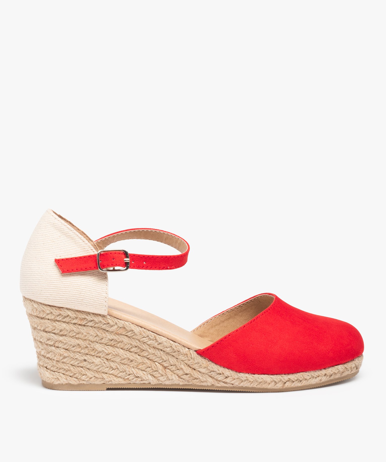 Sandales femme compensées dessus suédine unie - 41 - orange - GEMO
