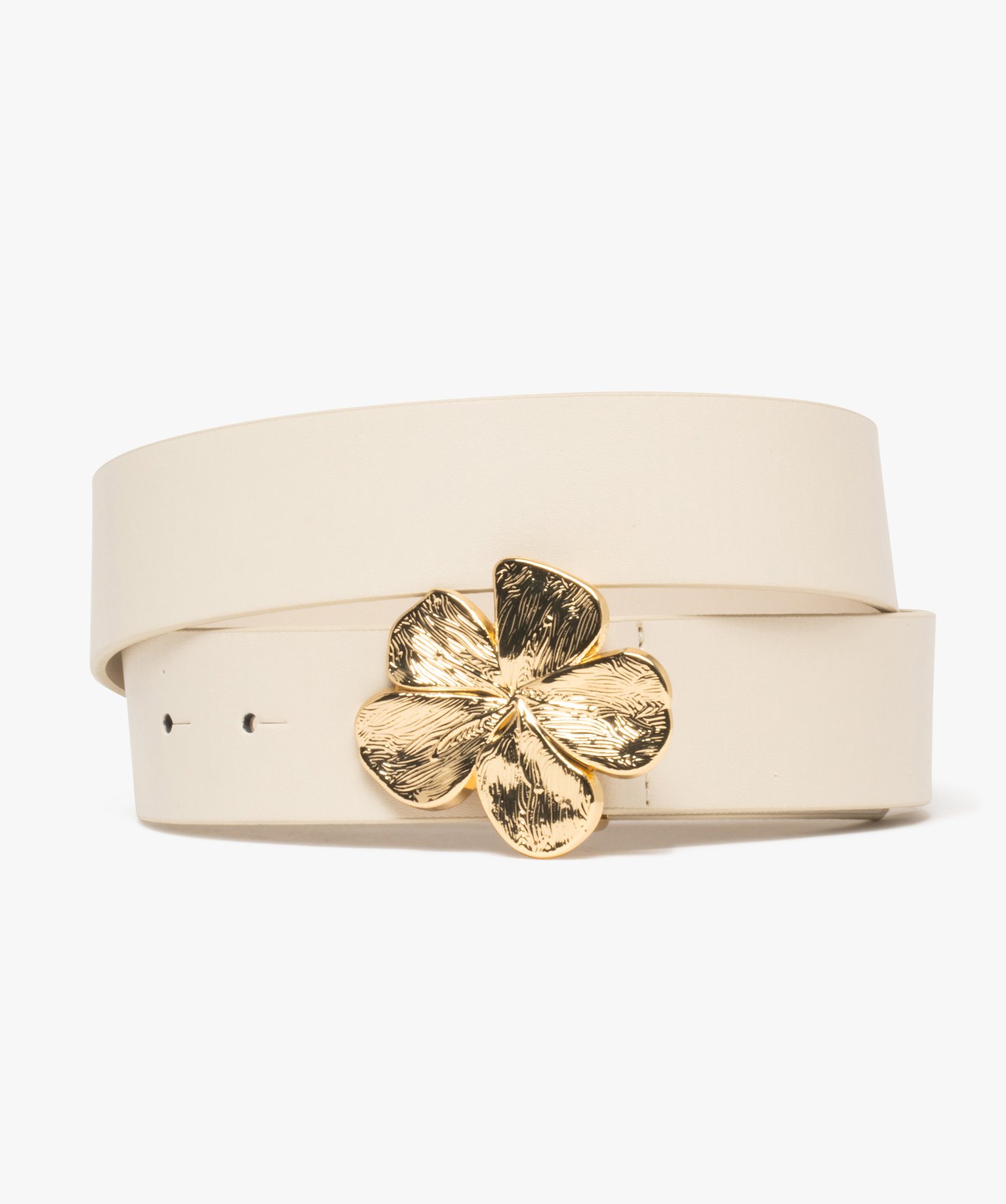 Ceinture avec boucle en forme de fleur femme - 110 CM - beige standard - GEMO