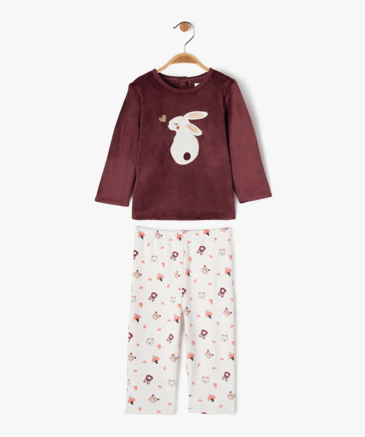 Pyjama velours extra doux dépareillé bébé fille - 12M - violet - GEMO