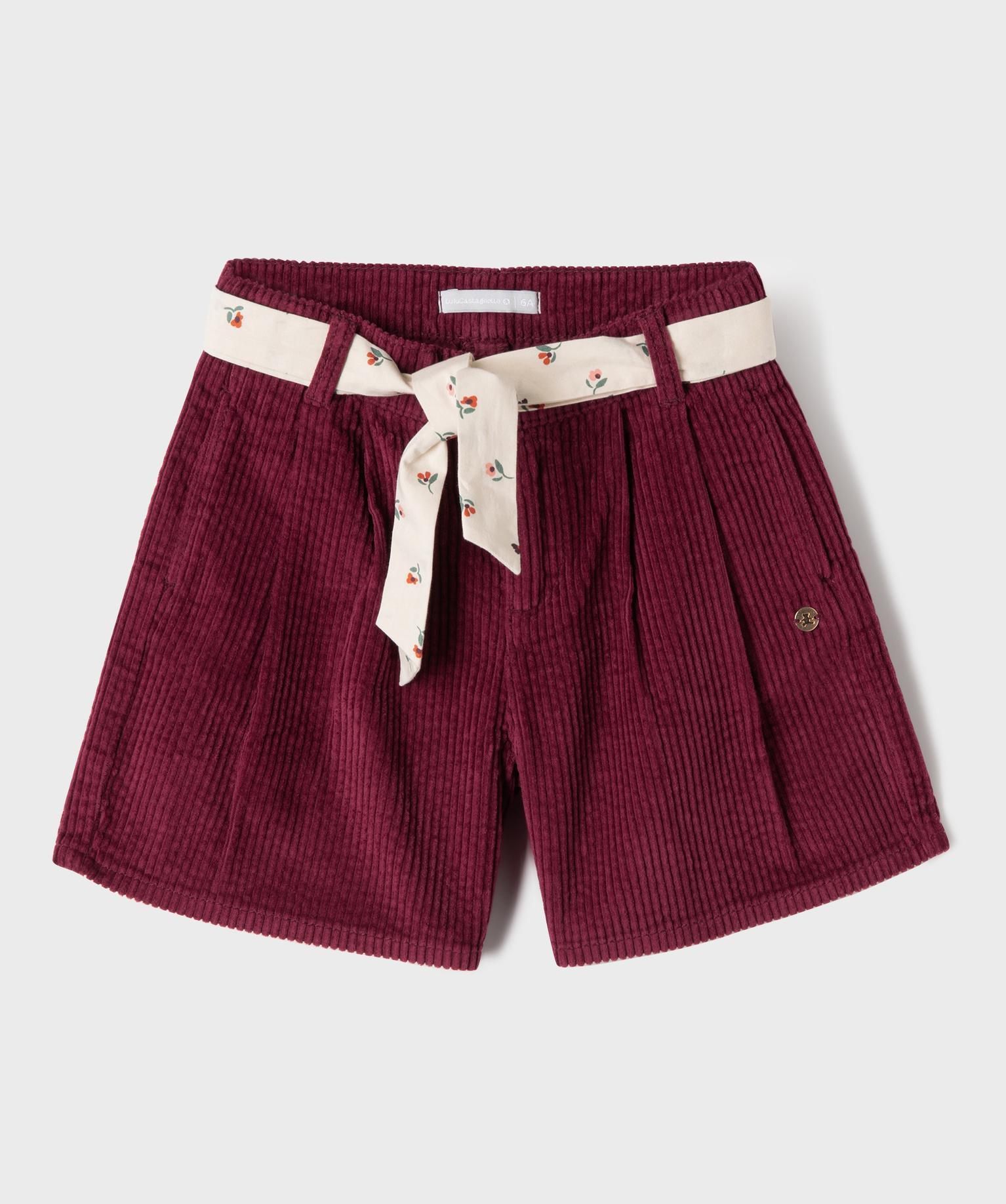 Short ample en velours côtelé fille - LuluCastagnette - 10A - violet fonce - LULUCASTAGNETTE