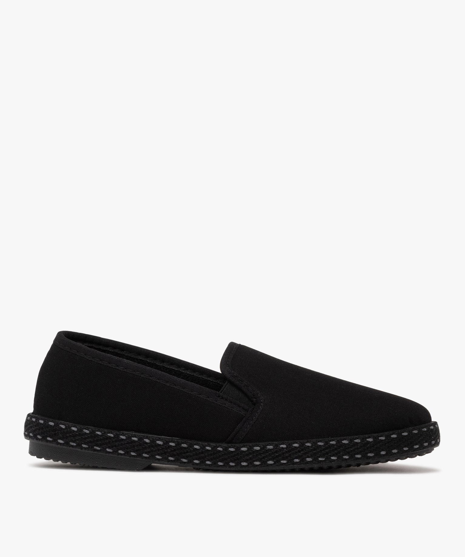 Chaussons homme pantoufles en toile avec semelle corde surpiquée - 42 - noir - GEMO