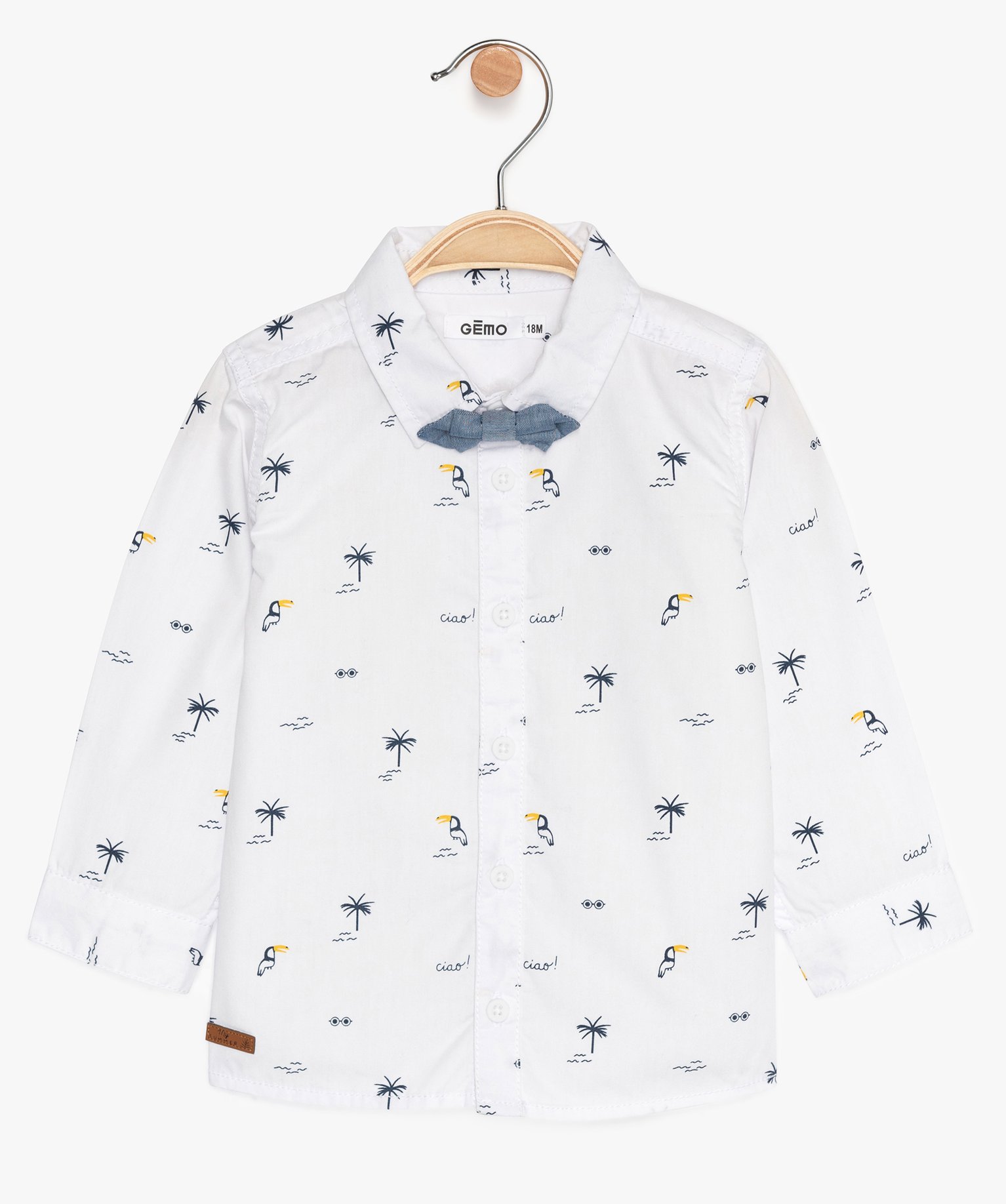 Chemise Bebe Garcon A Motifs Avec Noeud Papillon Amovible Gemo