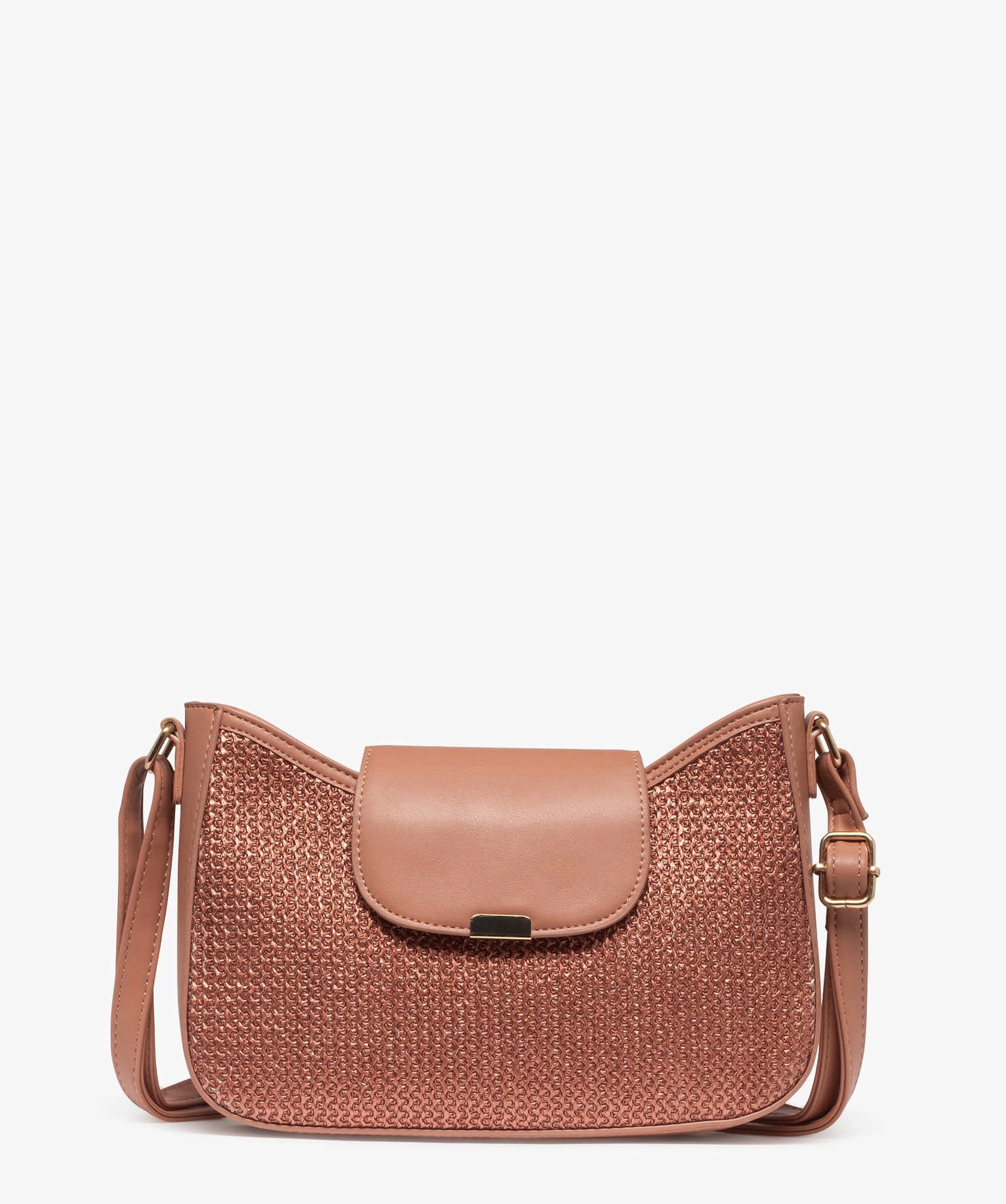 Sac besace compact tissé femme - TU - rose standard - GEMO