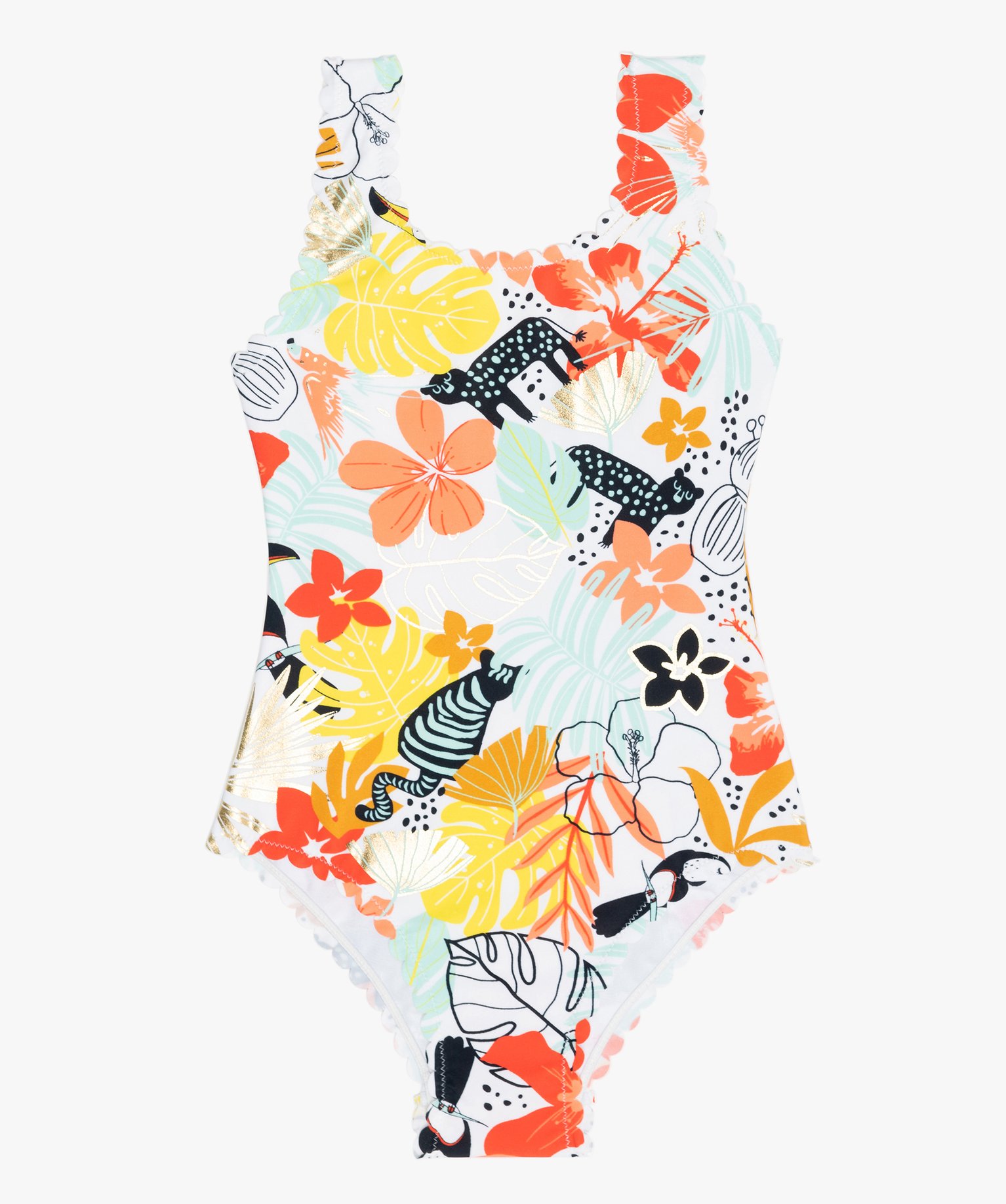 Maillot De Bain Fille Une Piece Avec Motifs Exotiques Gemo