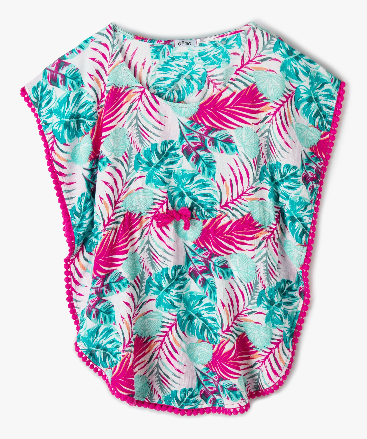 Robe de plage fille à imprimé feuillage