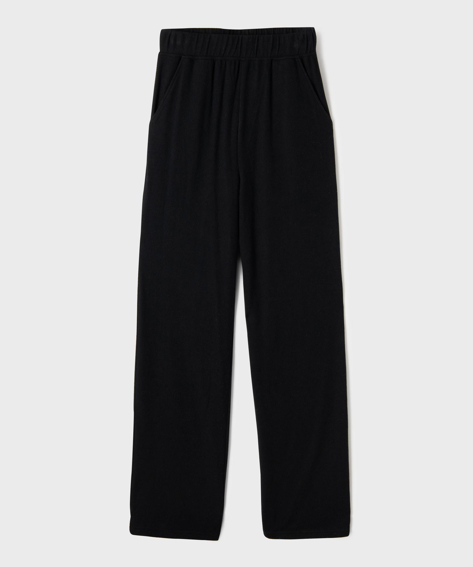 Pantalon large en maille douce et souple fille - 16A/S - noir standard - GEMO