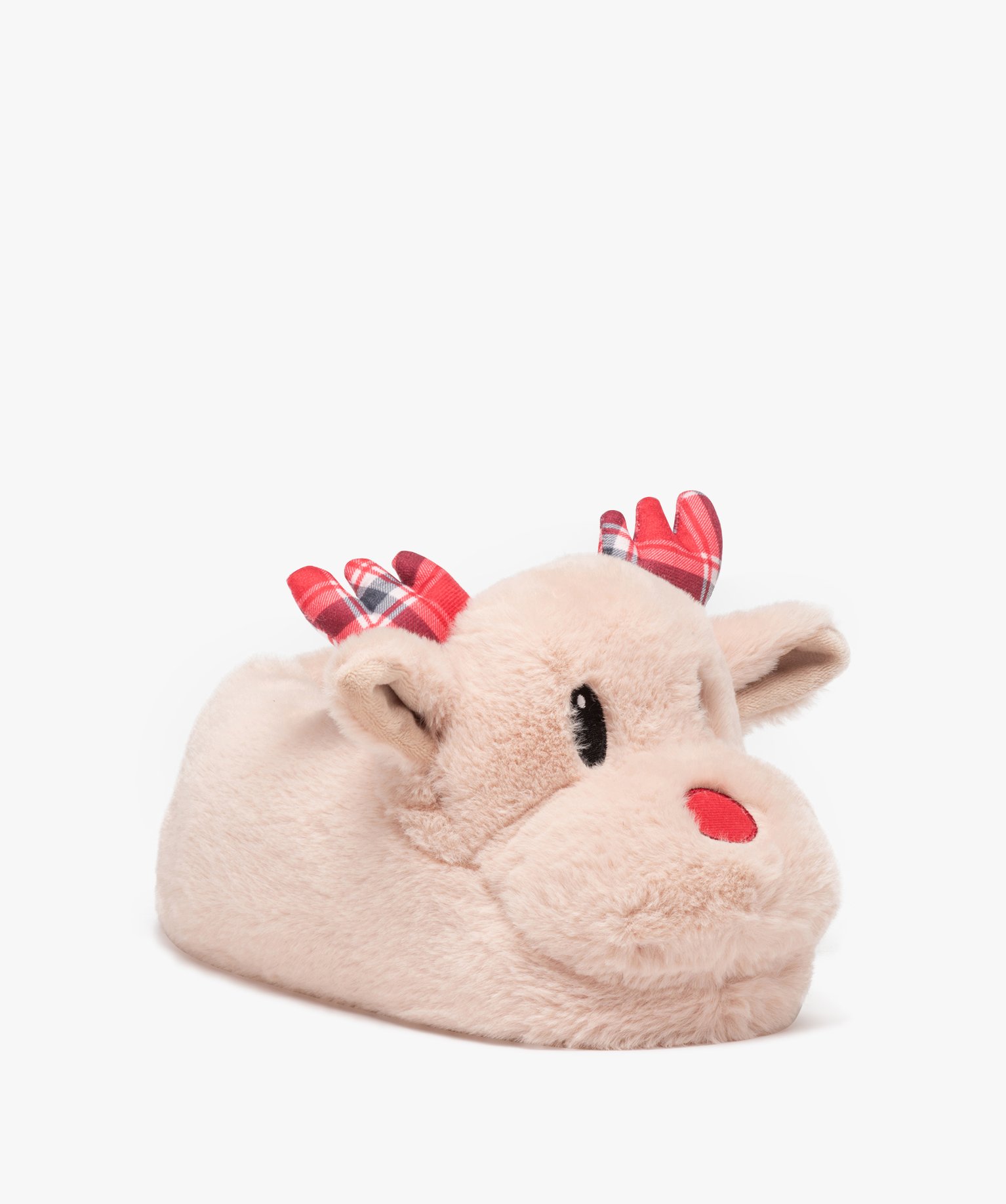 Chaussons femme en volume en forme de cerf spécial Noël - 40/41 - beige - GEMO