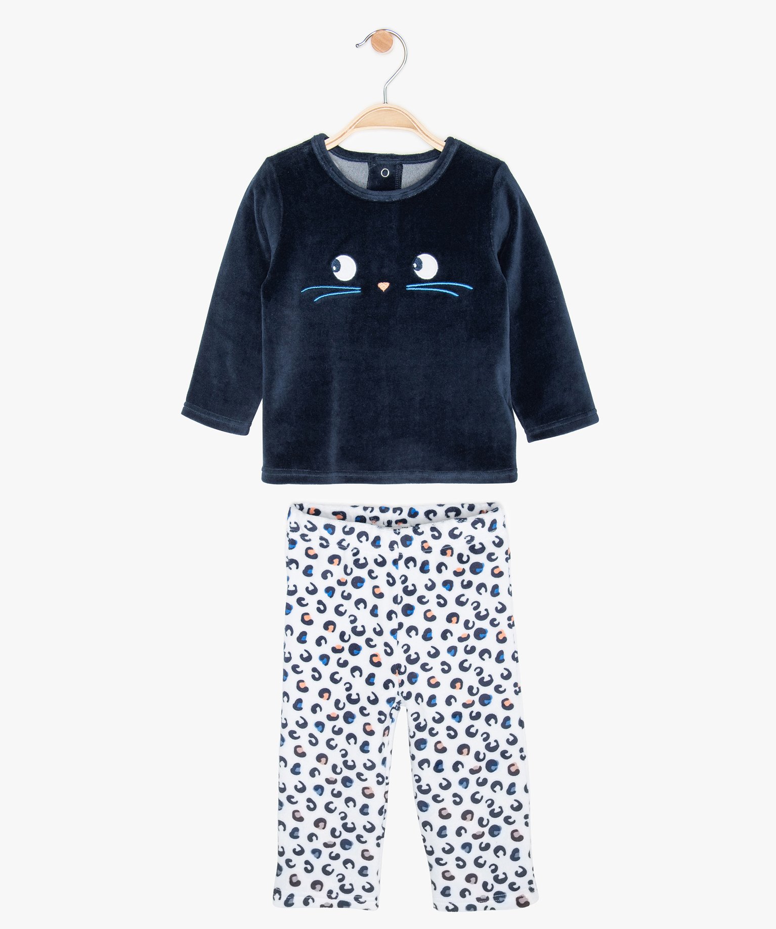 Pyjama Bebe Fille 2 Pieces En Velours Motif Animalier Gemo