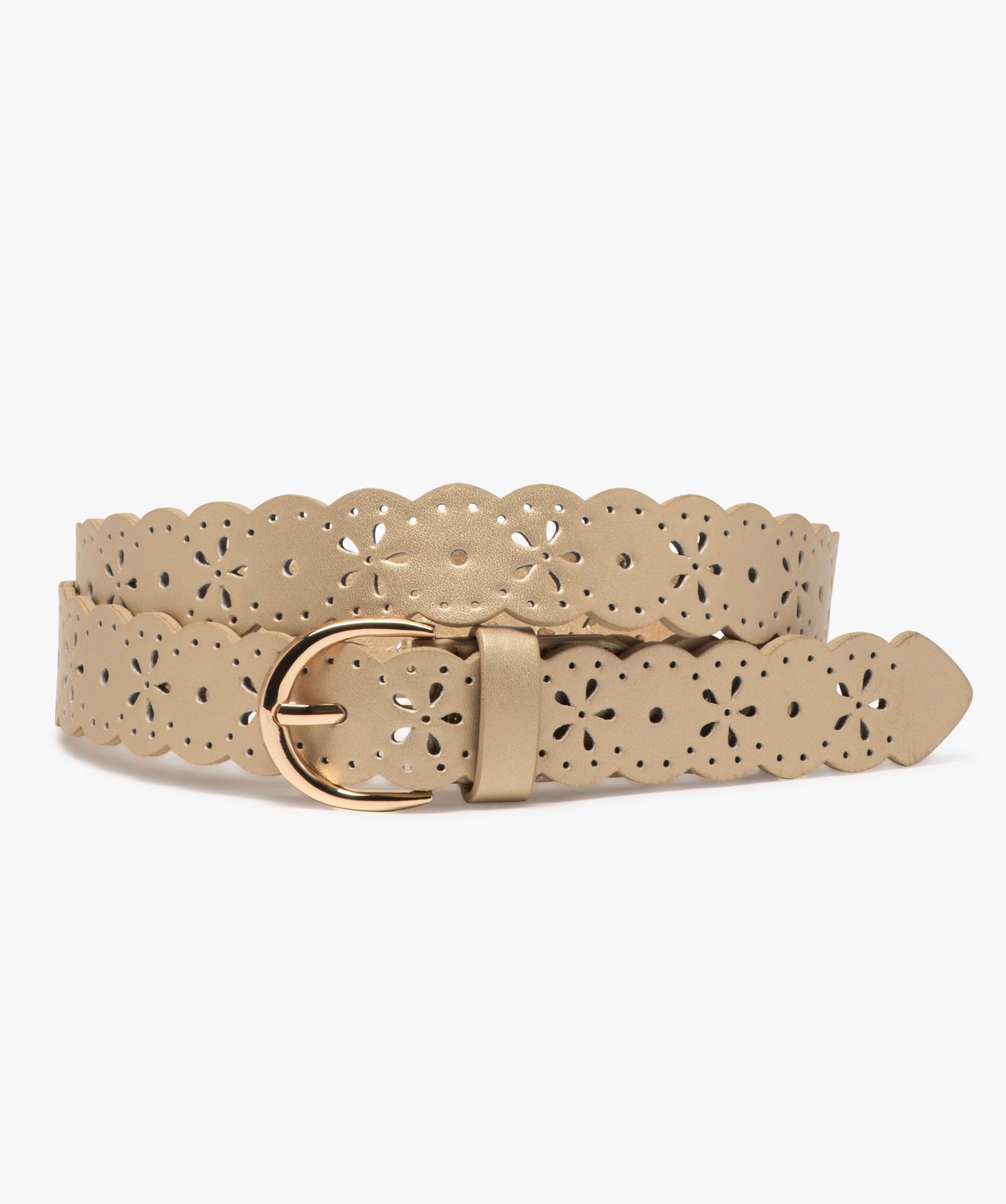 Ceinture à motifs fleuris perforés femme - 115 CM - dore - GEMO