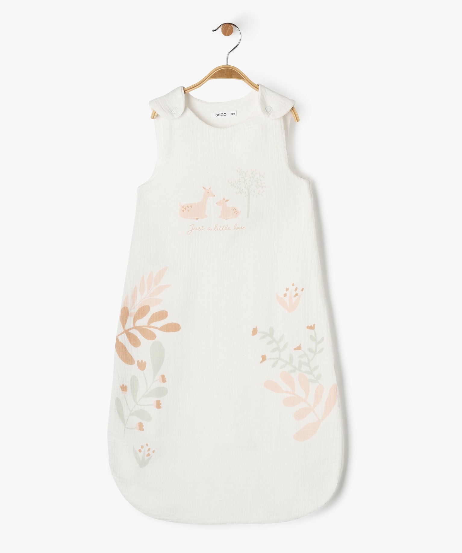 Gigoteuse bébé en gaze de coton imprimée - 0M/6M - ecru - GEMO