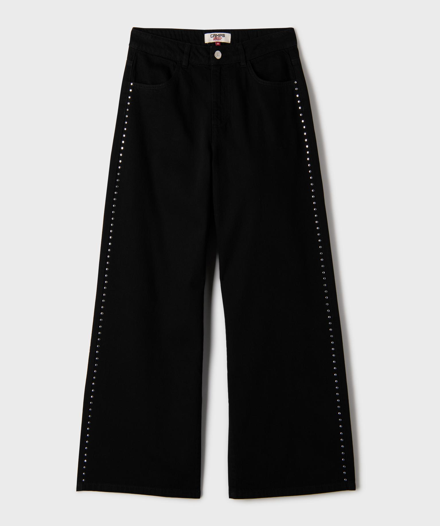 Jean super baggy avec clous sur les côtés fille - Camps United Ado - noir standard - CAMPS US