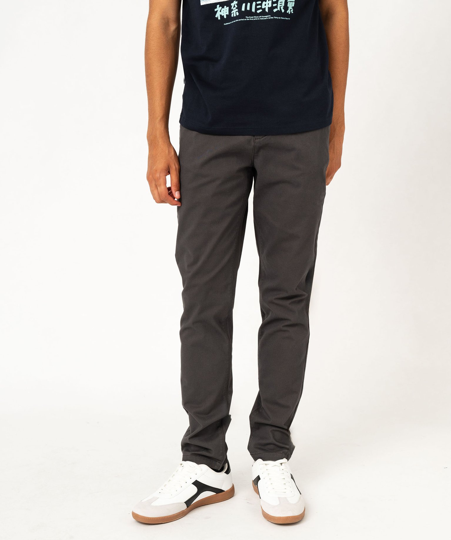 Pantalon chino coupe slim en coton stretch homme - 40 - gris fonce - GEMO