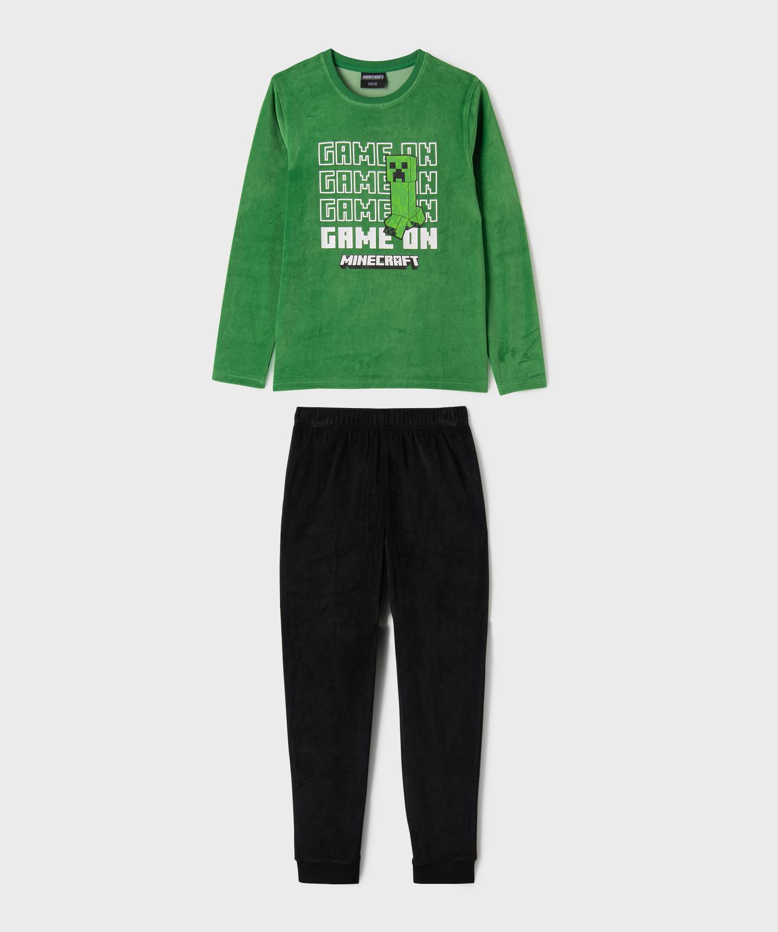 Pyjama en velours imprimé garçon - Minecraft - 14A/XS - vert standard - MINECRAFT