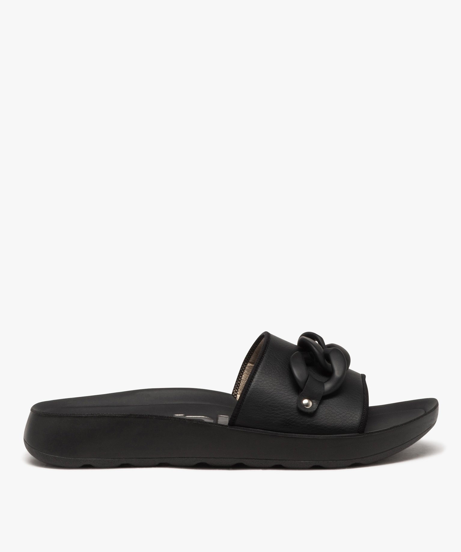 Mules de piscine femme unies avec chaîne fantaisie - Inblu - 38 - noir - GEMO