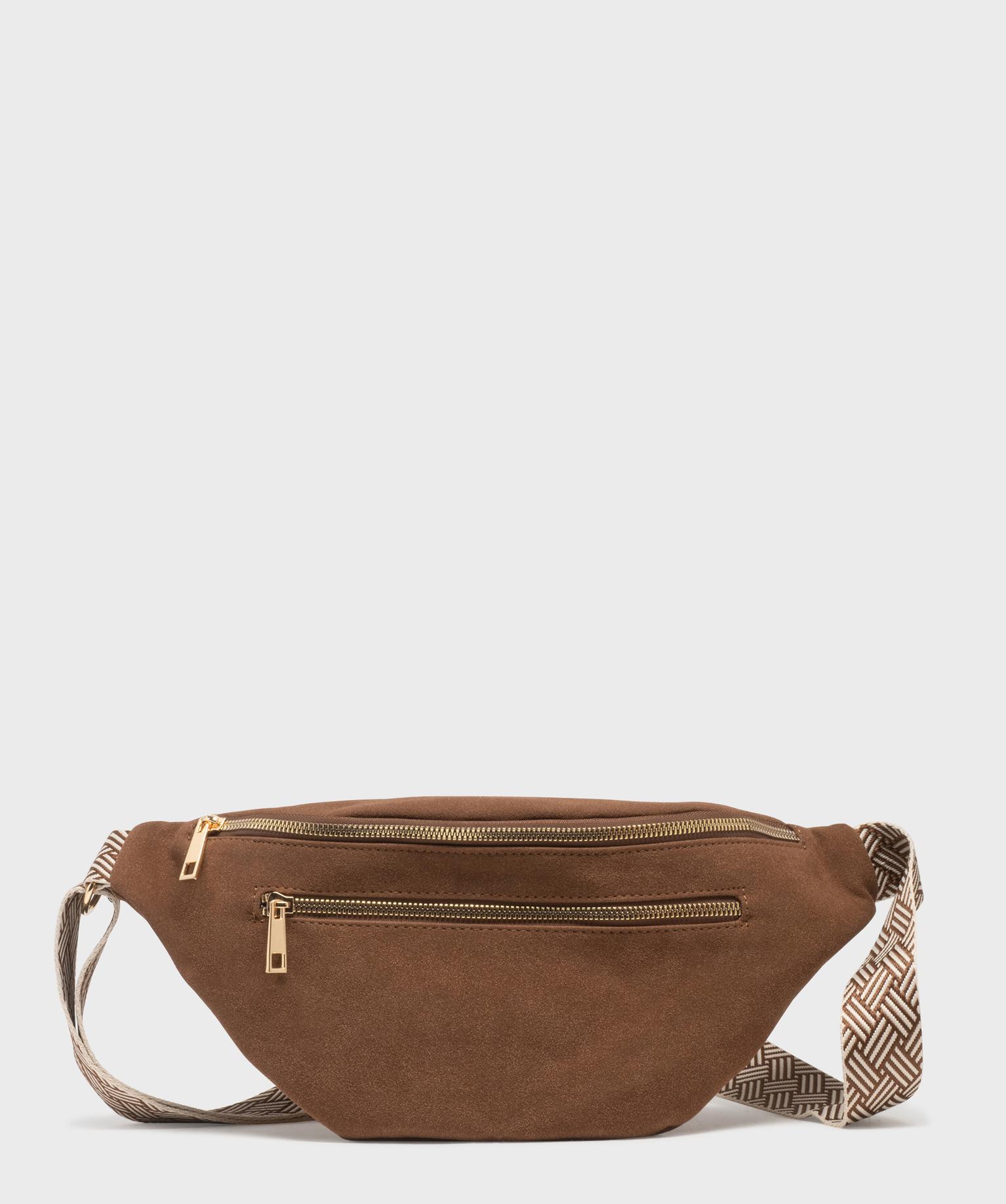 Sac banane grand format en suédine à bandoulière fantaisie femme - GEMO Sac banane grand format en suédine à bandoulière fantaisie femme - GEMO
