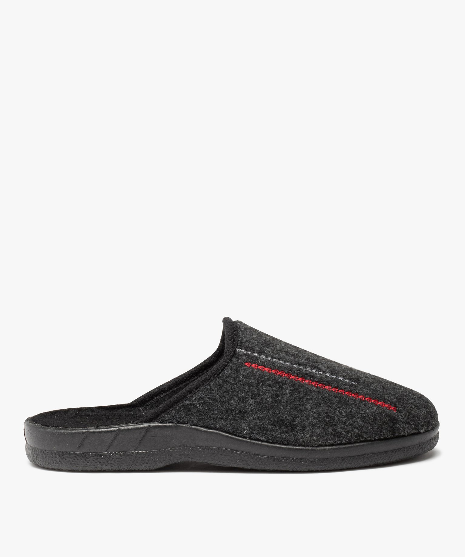 Chaussons homme mules confort en feutrine brodée - 41 - gris fonce - GEMO