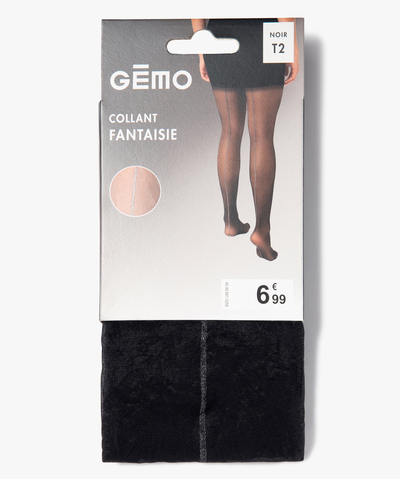 Collant fantaisie en voile transparent avec rayure arrière pailletée femme - 1 - noir standard - GEMO