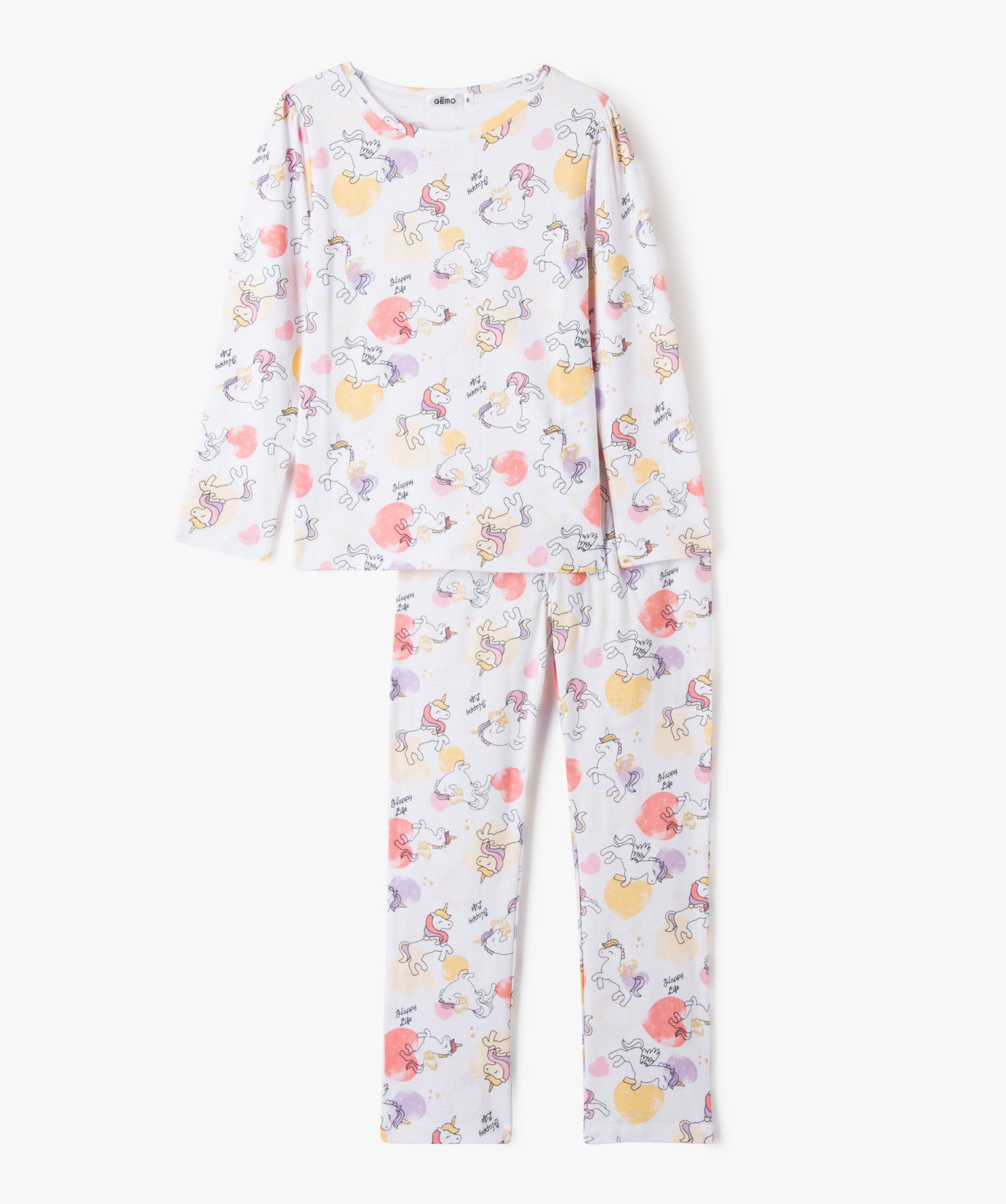 Pyjama en coton avec motifs licornes fille - 8 - imprime - GEMO