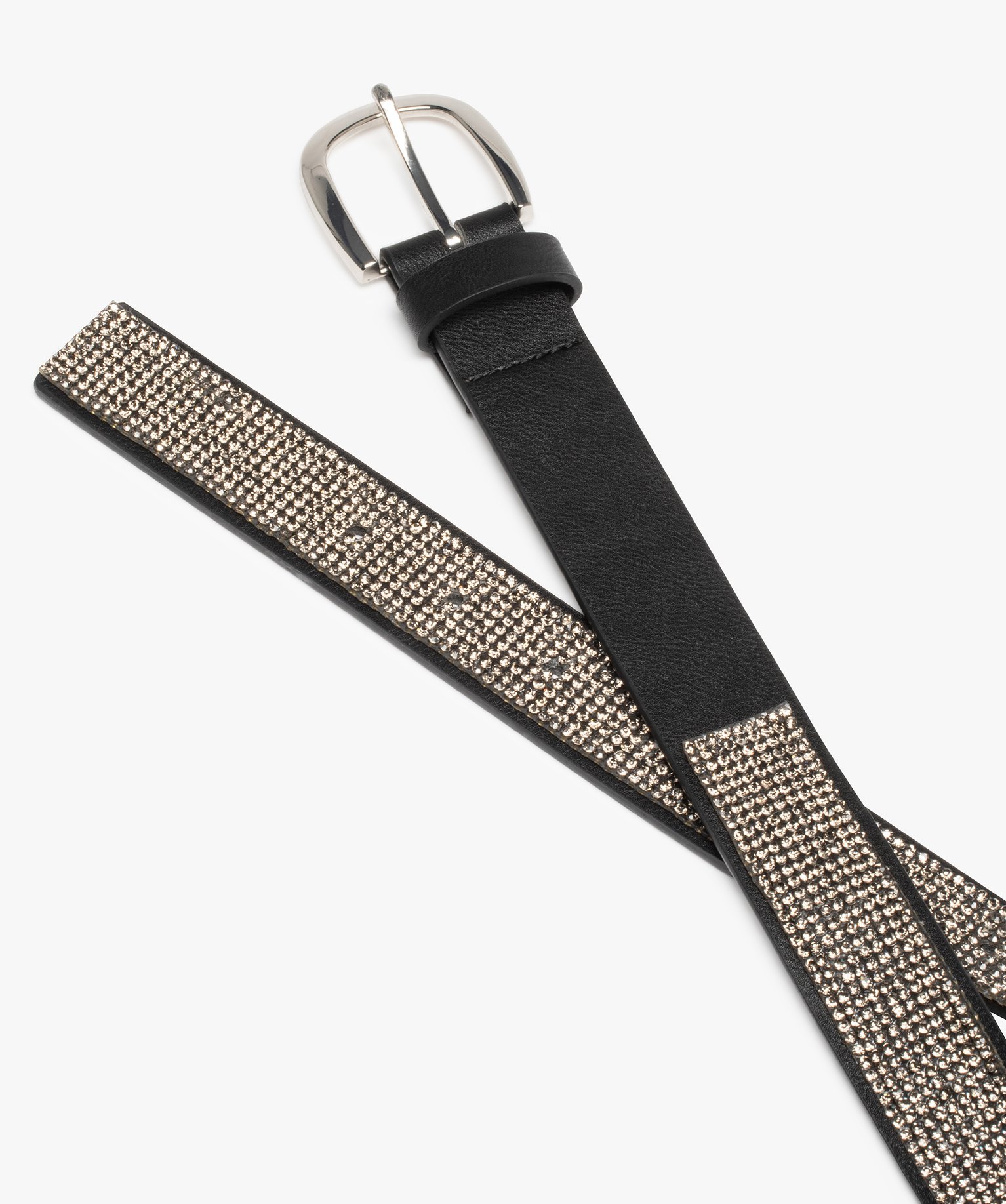 Ceinture femme brillante à strass gris GEMO