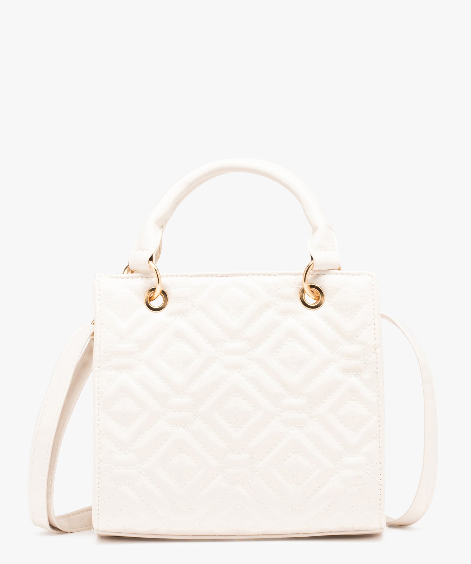 Sac à main femme à motif matelassé graphique - TU - blanc standard - GEMO