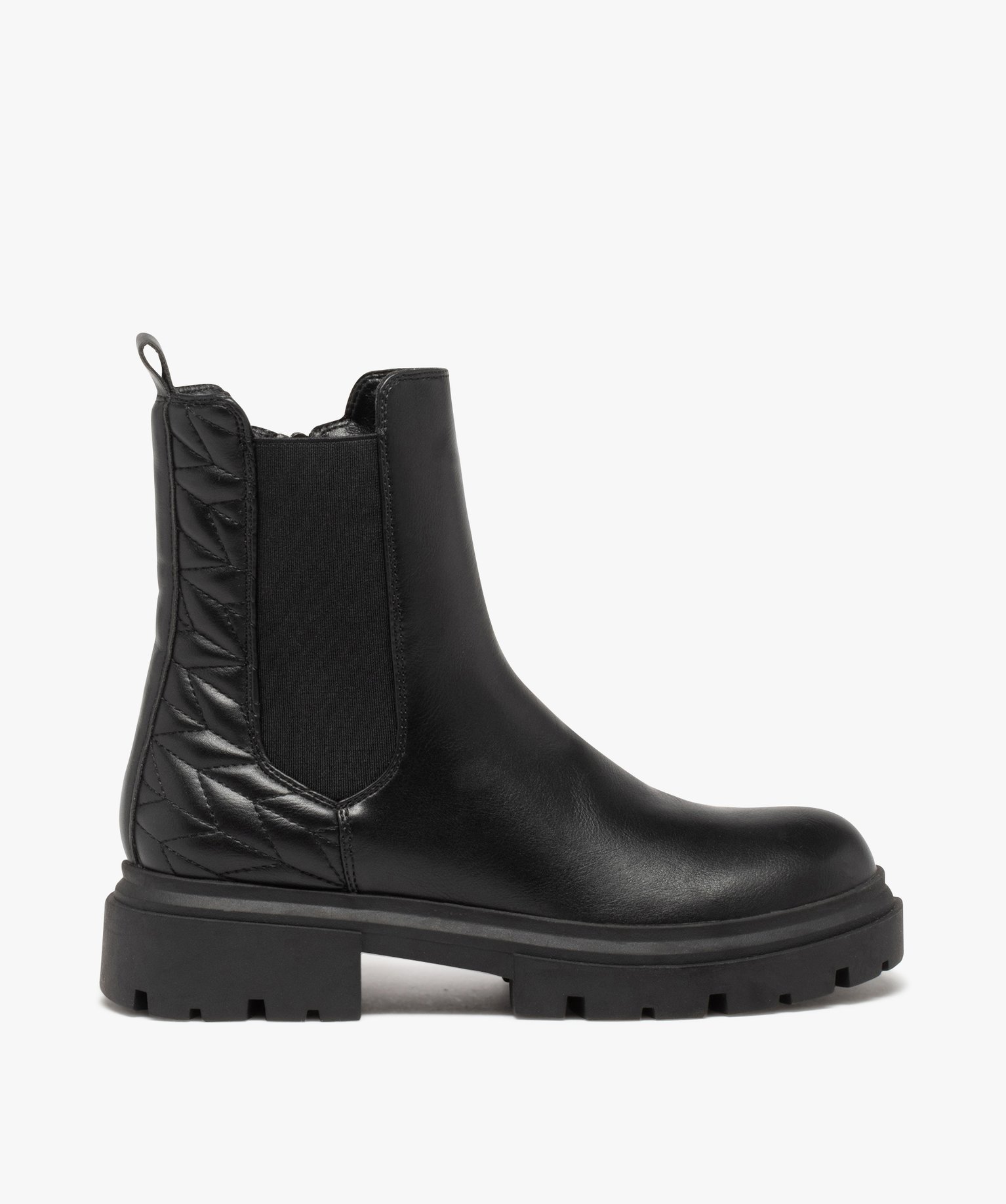 Boots fille unies style Chelsea effet matelassé à semelle crantée - 35 - noir - GEMO