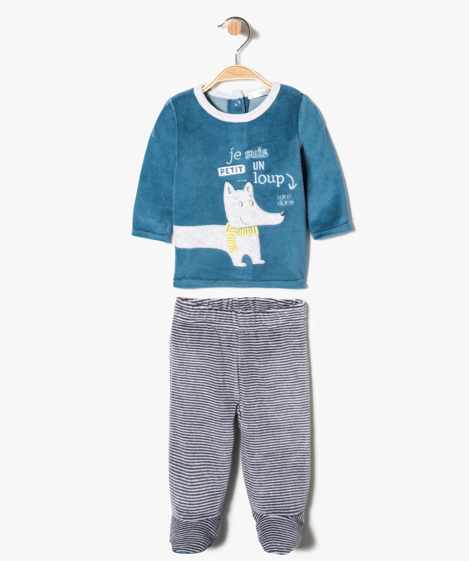 Pyjama 2 pieces petit loup avec pieds