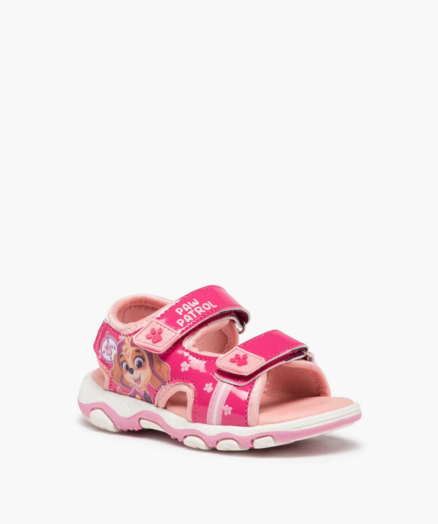 Sandales bébé fille imprimées à brides scratch – Pat rose vif