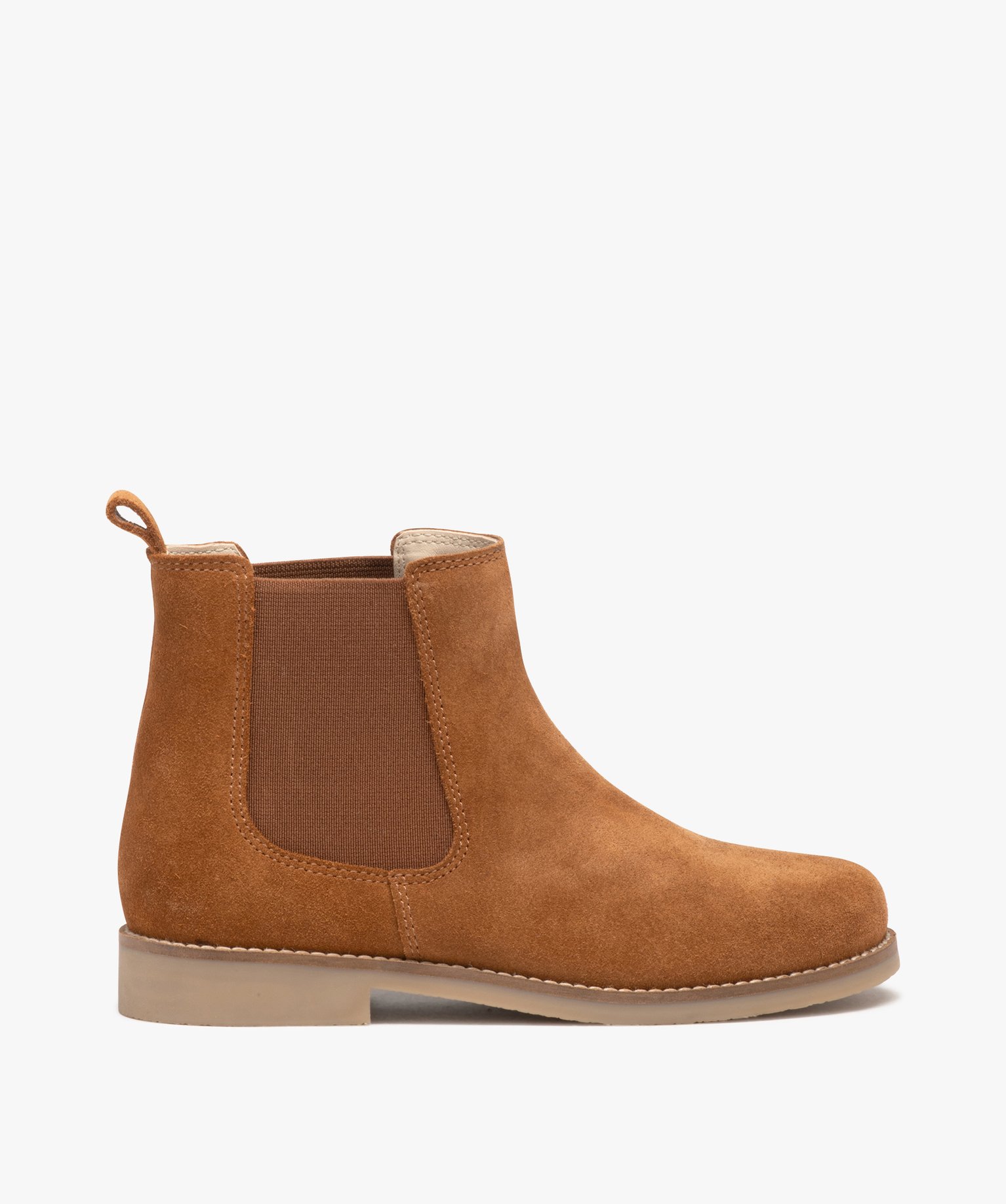 Boots fille unies en suédine style Chelsea - 36 - camel - GEMO