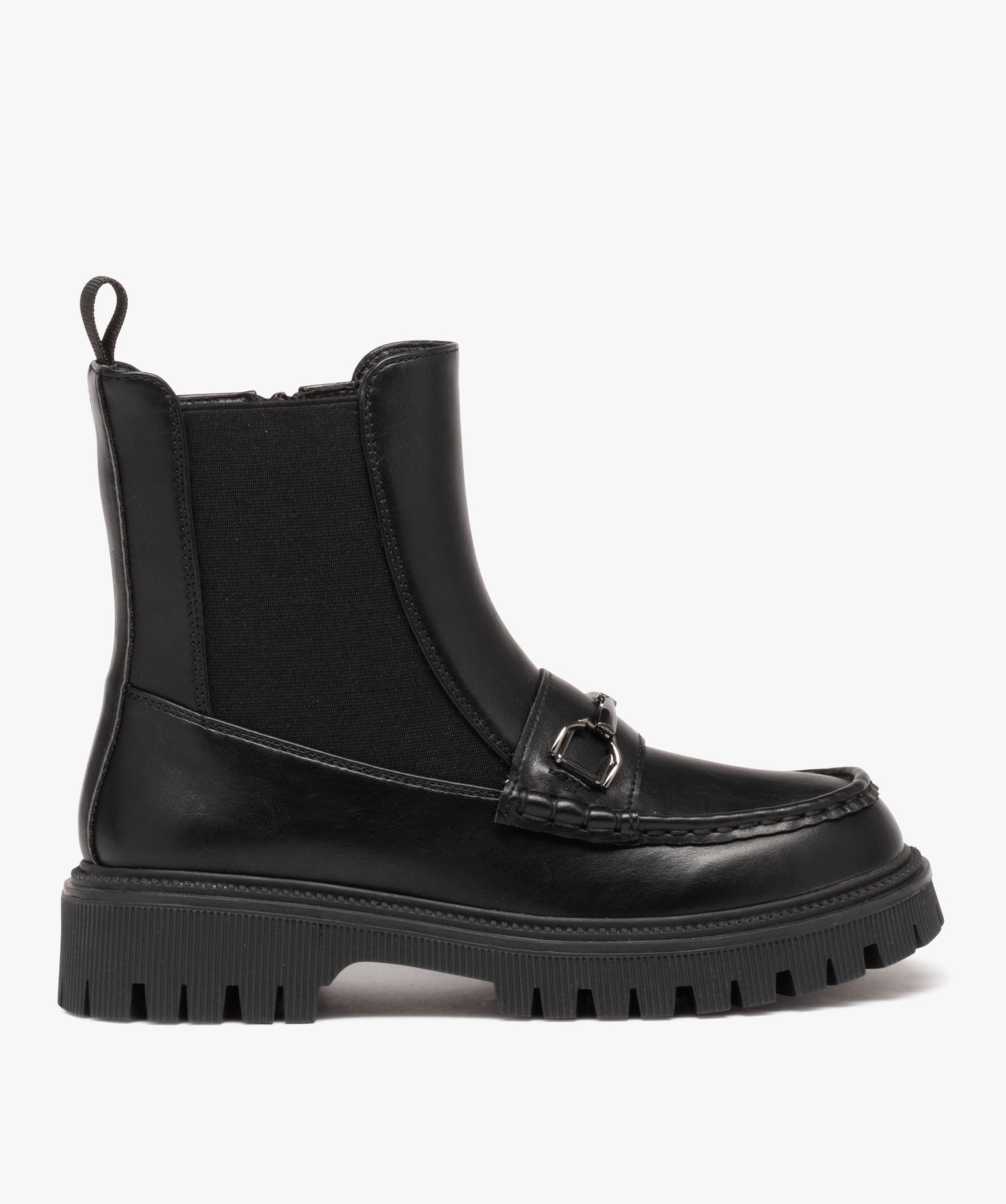 Boots femme à semelle crantée look mocassins femme - 36 - noir - GEMO