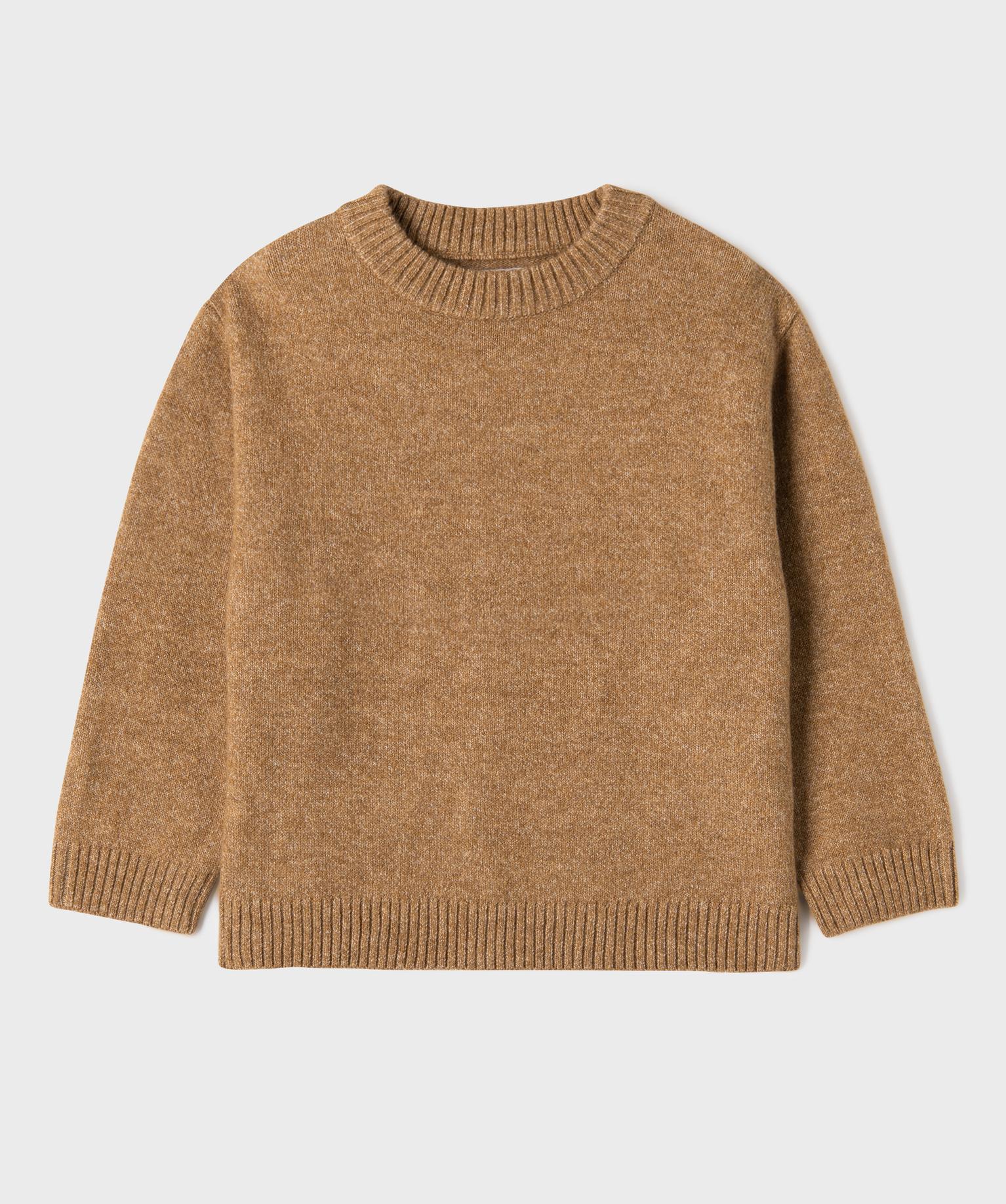 Pull à col rond en maille moelleuse et extensible garçon - 8A - beige chine - GEMO