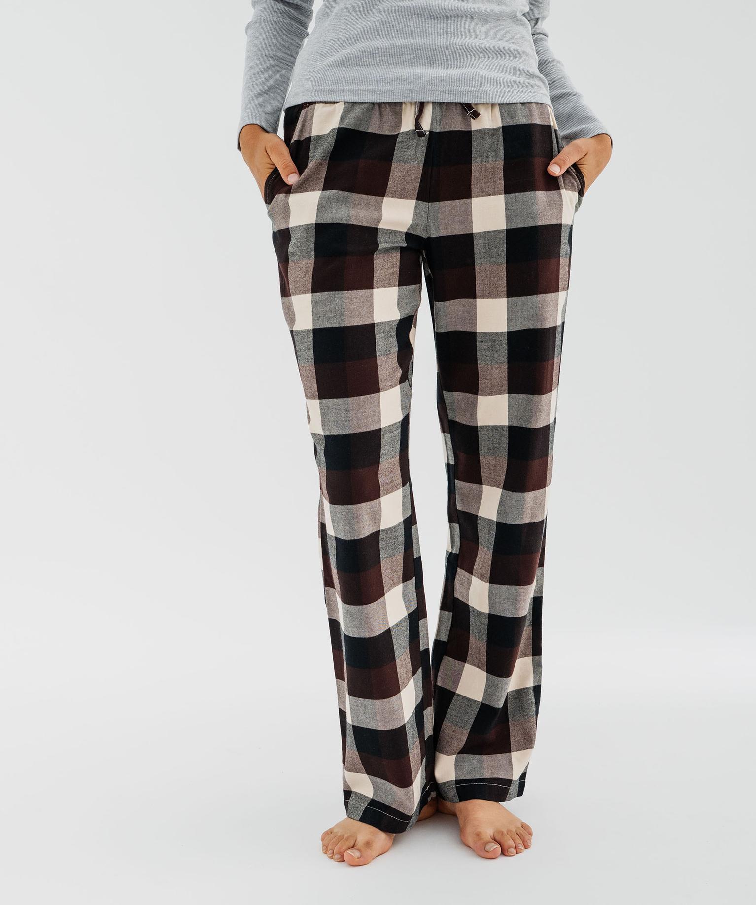 Pantalon de pyjama en flanelle à carreaux et taille élastiquée femme - GEMO