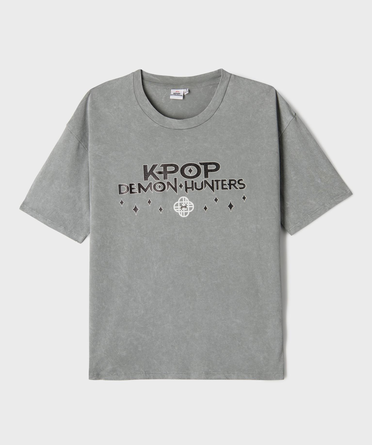 Tee-shirt col rond imprimé fille - K-Pop Demon Hunters - 10A - gris standard - KPOP DEMON HUNTERS