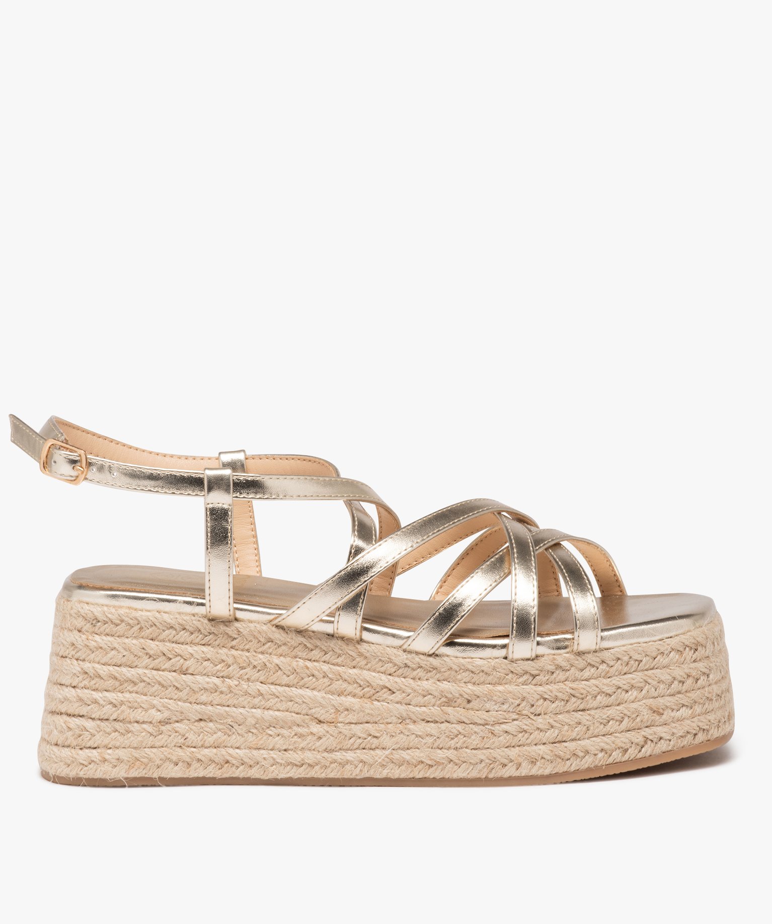 Sandales à semelle plateforme en corde et brides femme - 41 - GEMO