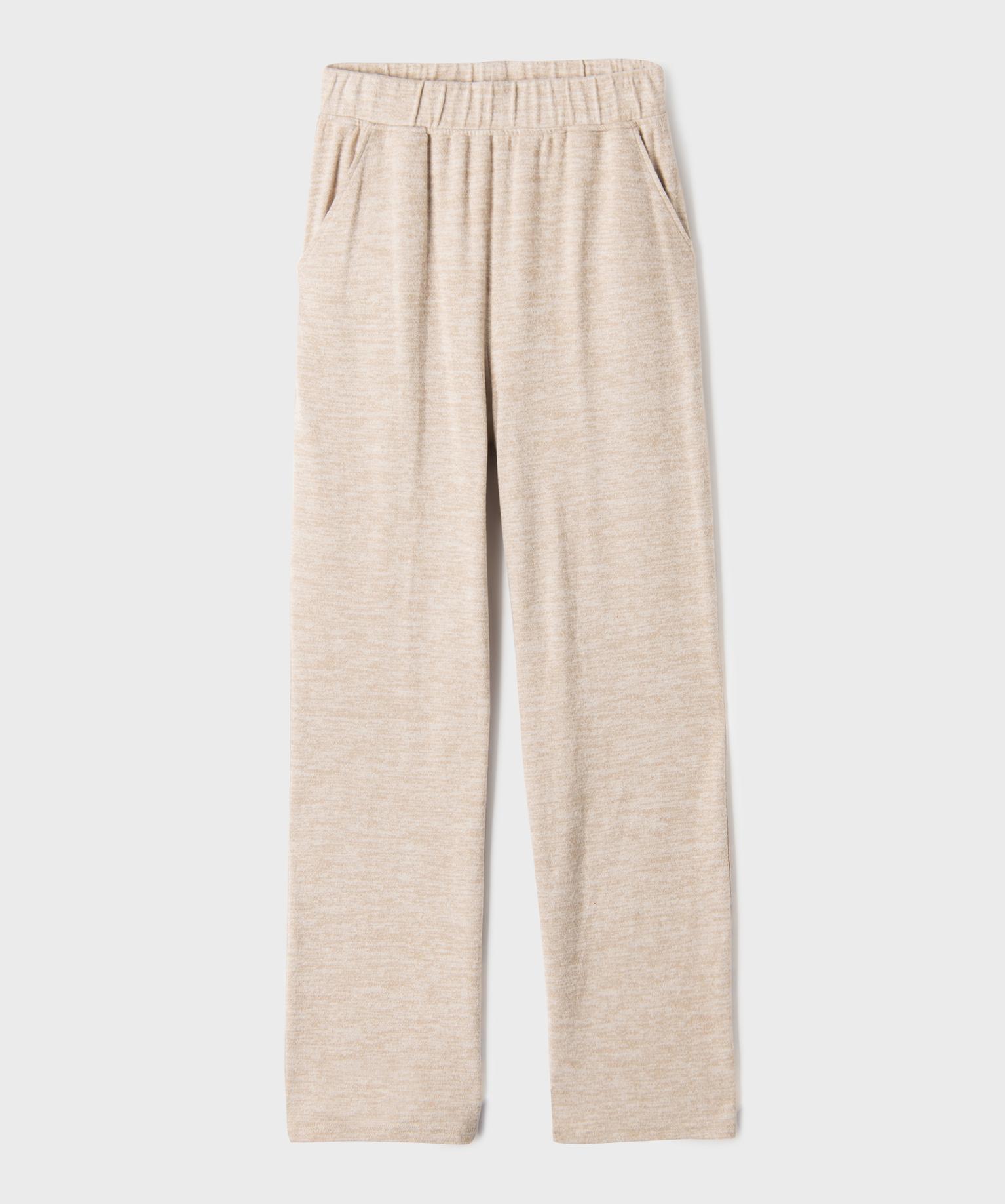 Pantalon large en maille douce et souple fille - 14A/XS - beige standard - GEMO