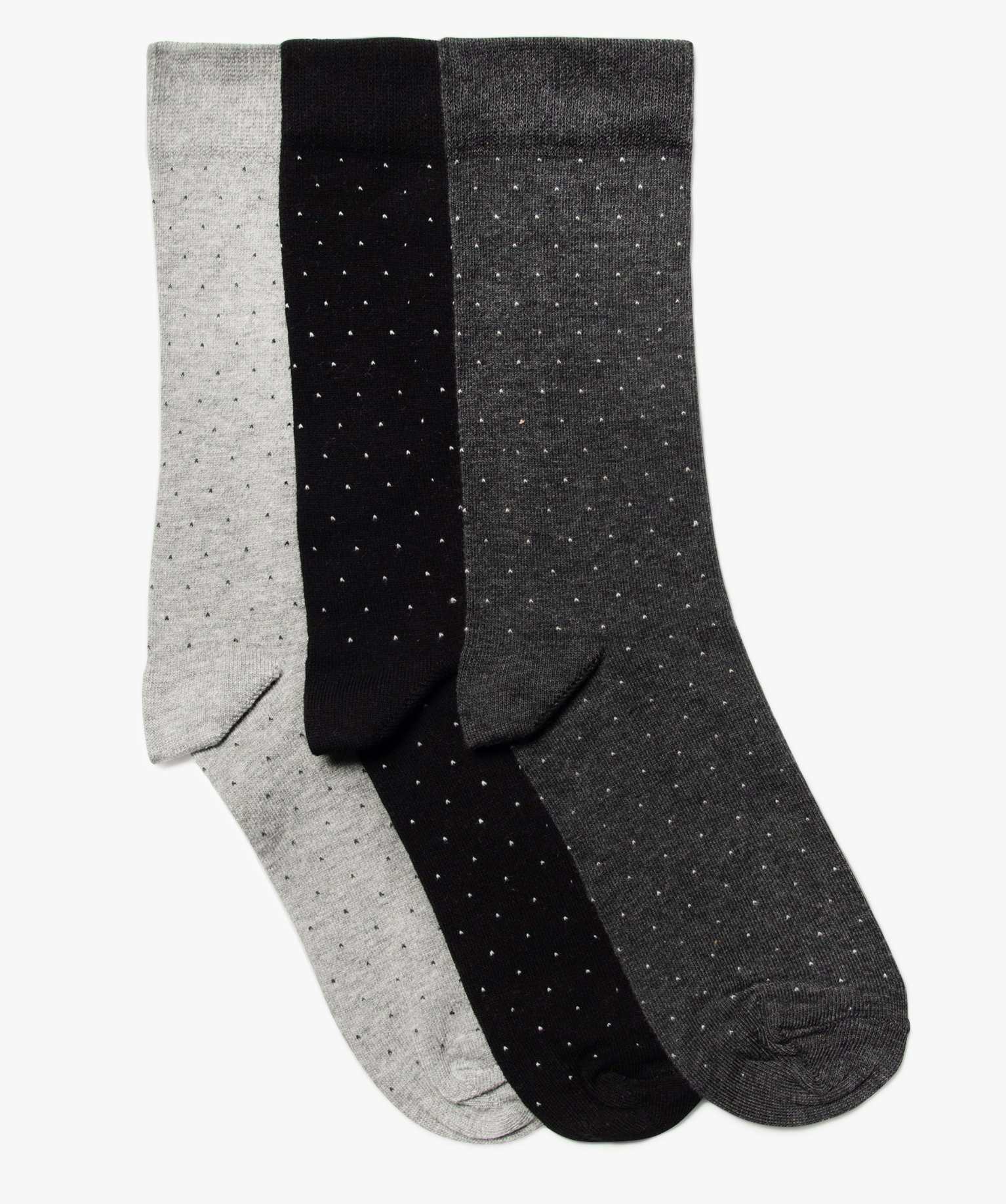 Chaussettes à motifs pois homme (lot de 3) - 43/46 - noir standard - GEMO