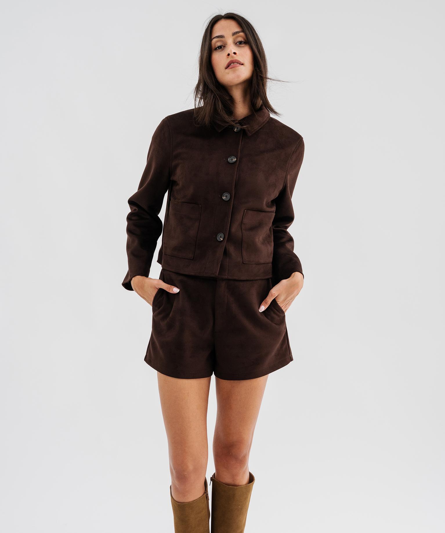 Short en suédine femme - 42-44/L - marron fonce - GEMO